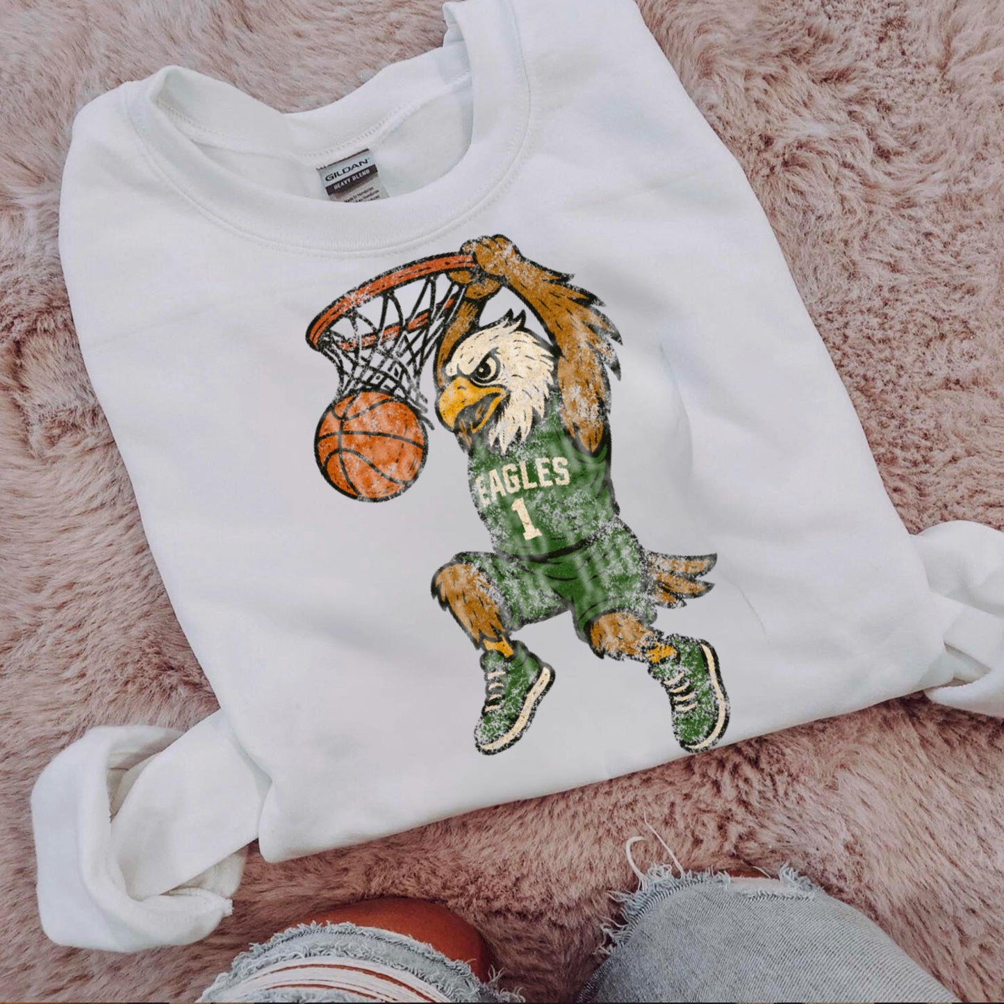 Eagles Basketball Grudge: Distressed Mascot PNG Design (Digital Download)