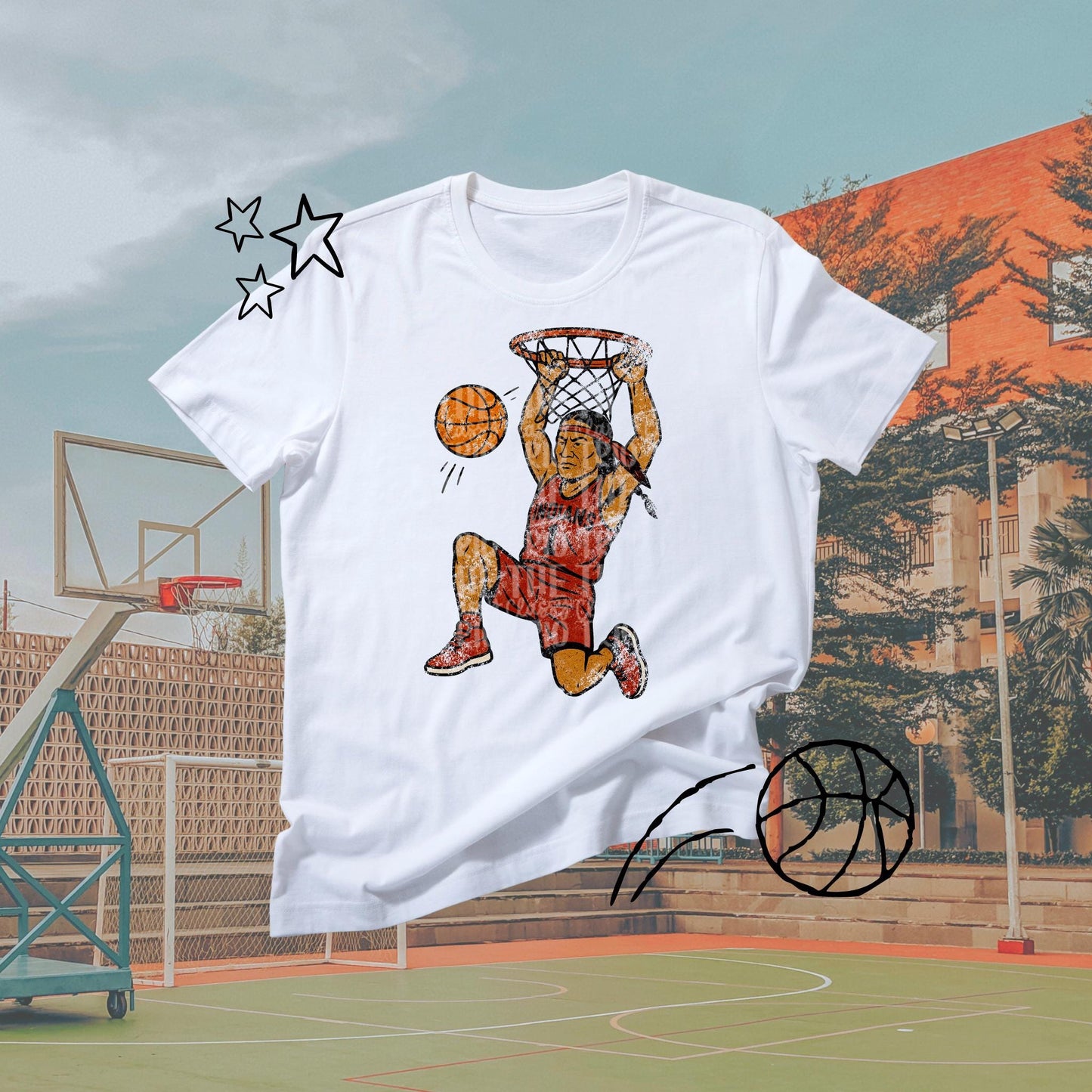 Indians Basketball Grudge Design: Vintage Chalk Mascot (PNG Digital Download)