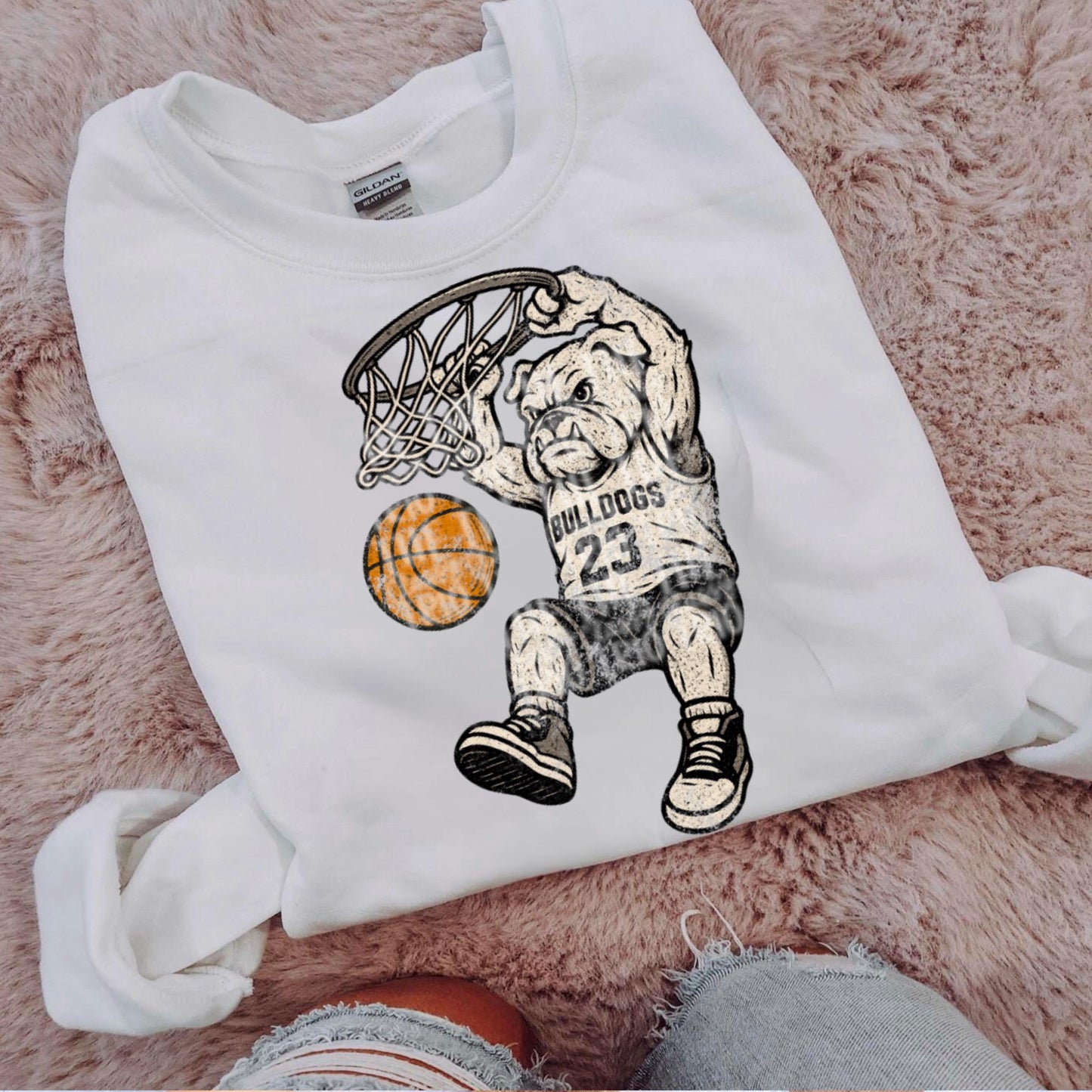 Bulldogs Basketball Distressed Design: Retro PNG Graphic (Digital Download)