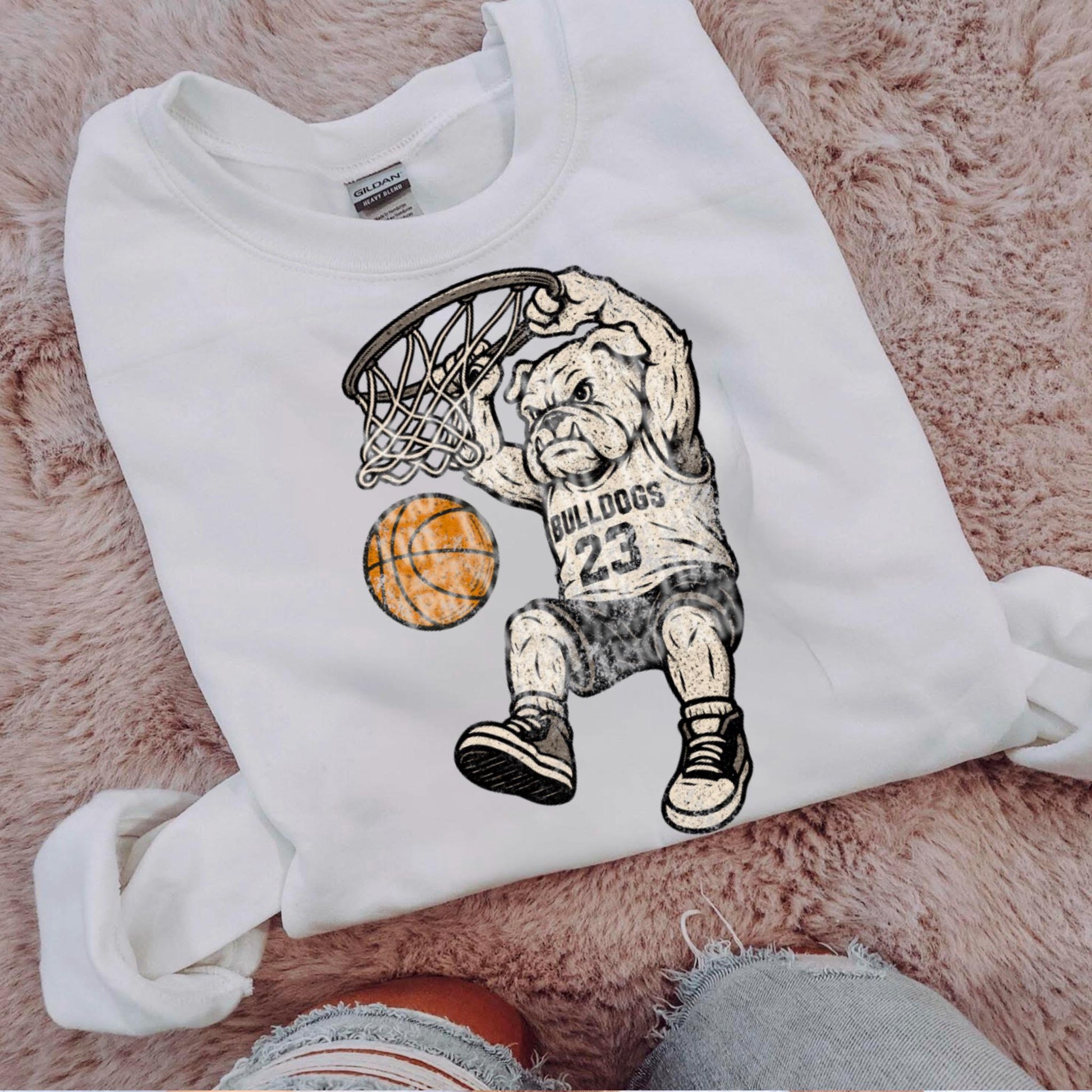 Bulldogs Basketball Distressed Design: Retro PNG Graphic (Digital Download)