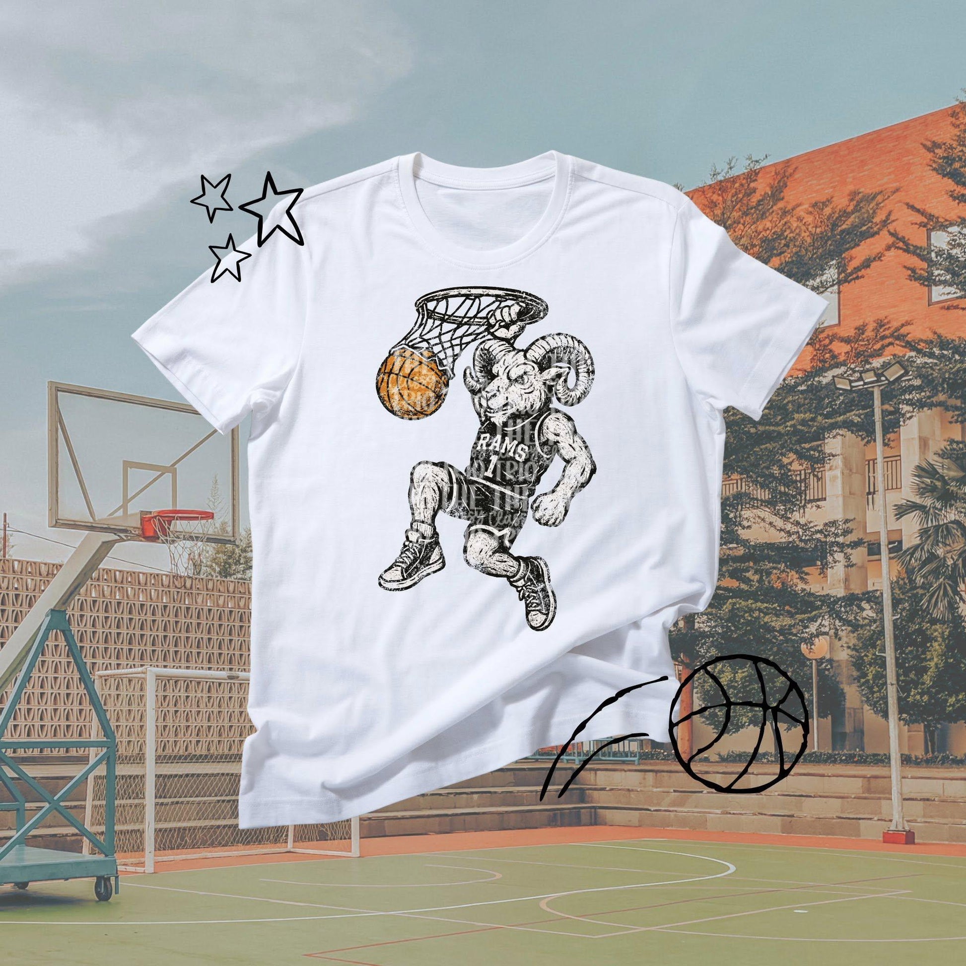 Vintage Basketball Mascot PNG Bundle | Distressed Sports Designs (Digital)