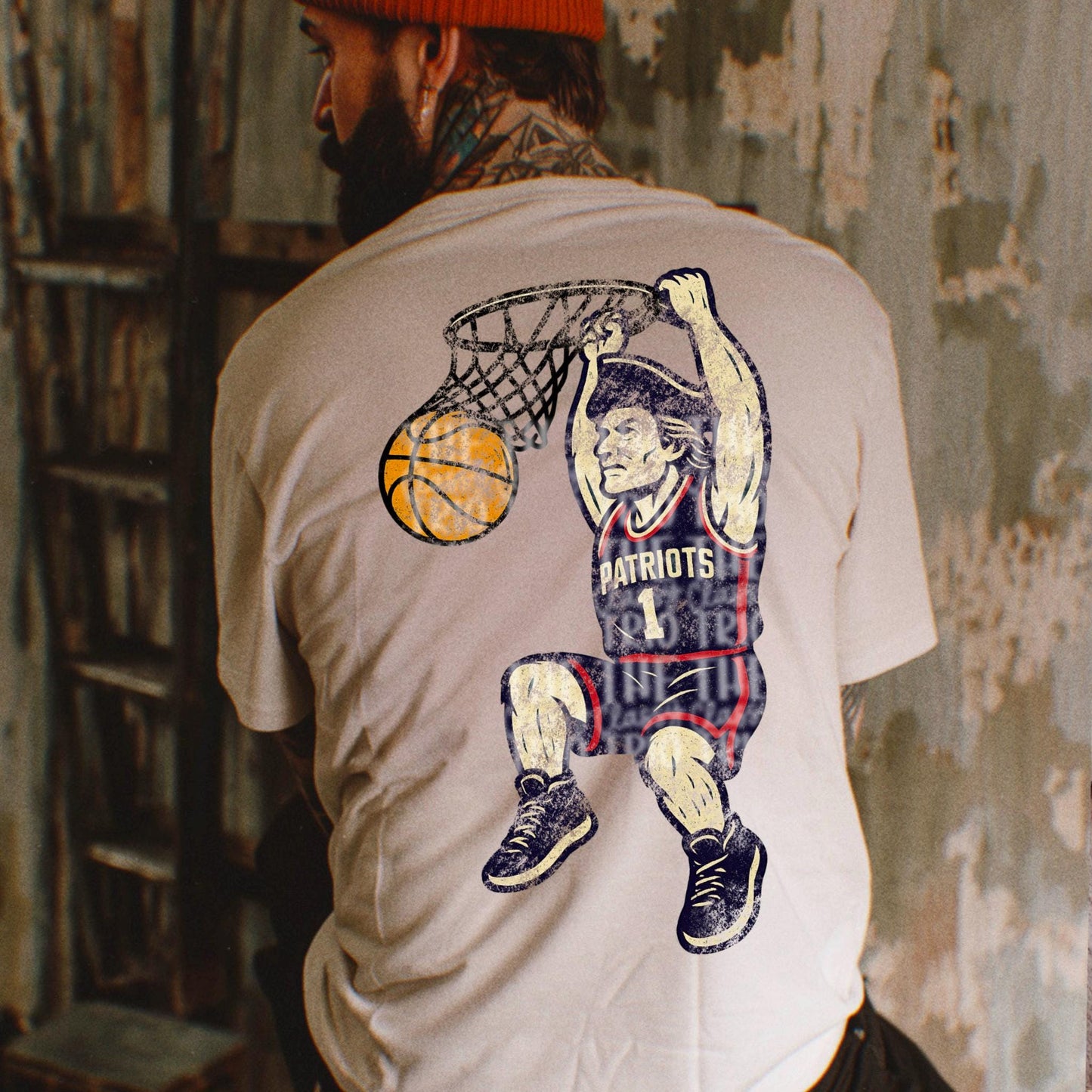 Patriots Basketball Grudge | Digital Design | PNG | Original Designer | Shirt Design Trend | Vintage Navy Red Distressed | School Mascot