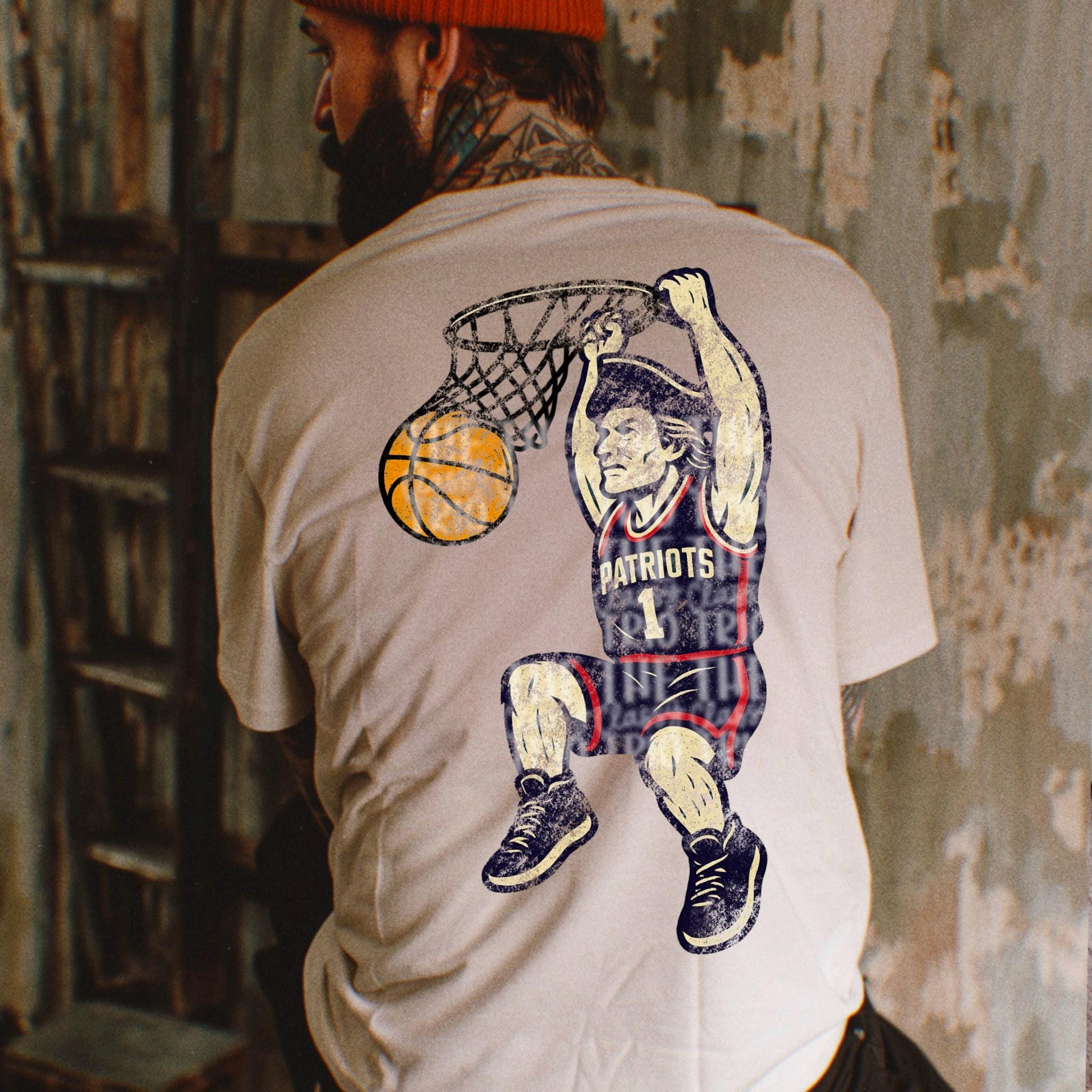 Patriots Basketball Grudge | Digital Design | PNG | Original Designer | Shirt Design Trend | Vintage Navy Red Distressed | School Mascot
