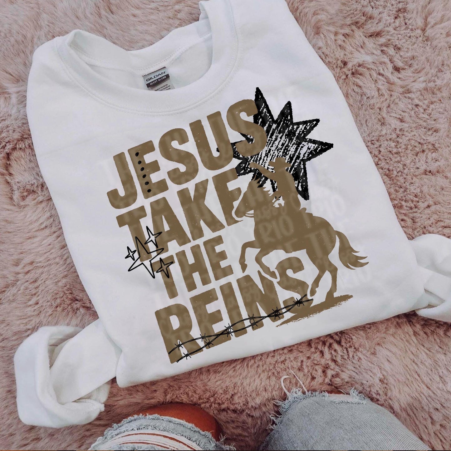Jesus Take The Reins | Digital Design | PNG | Sublimation | Western | Neutrals | Christian Shirt Design | Trending | Original | Gift Idea
