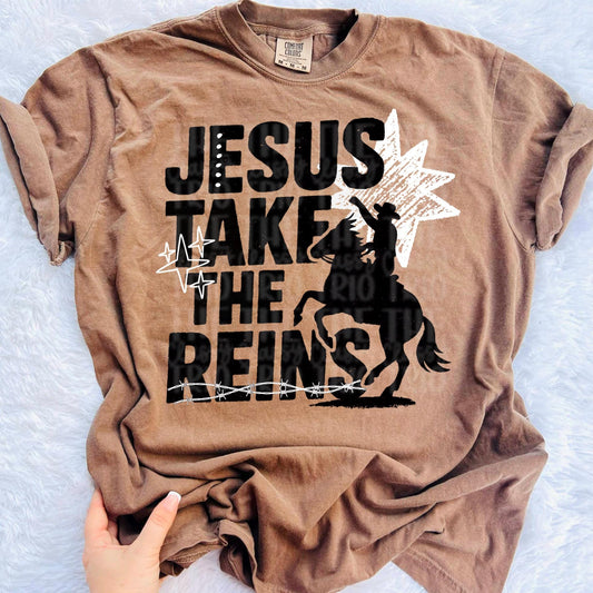 Jesus Take The Reins | Digital Design | PNG | Sublimation | Western | Neutrals | Christian Shirt Design | Trending | Original | Gift Idea