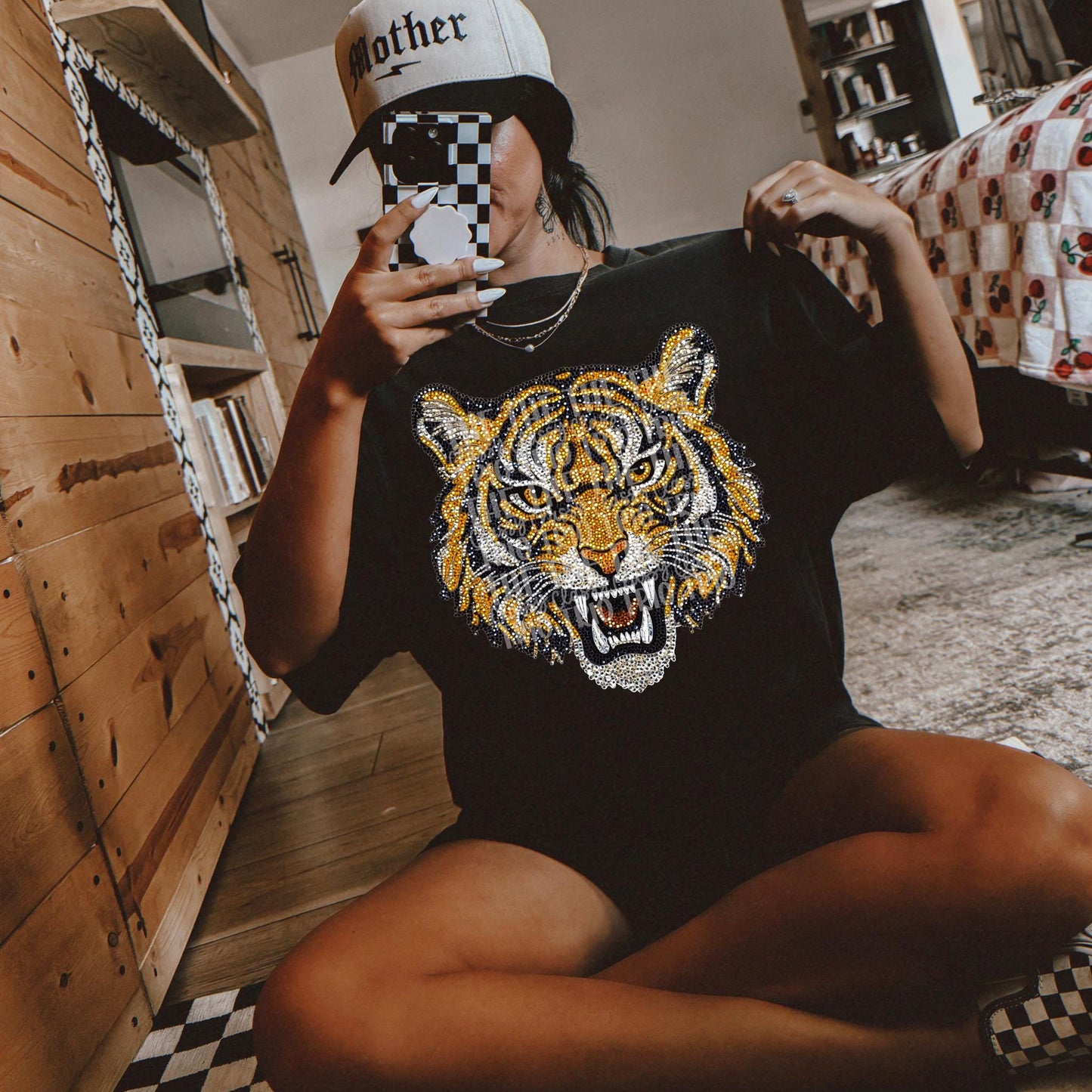Faux Rhinestone Tiger | Digital Design | PNG | Sublimation | DTF | Mascot | Dazzle | Shirt Design | Country | Trending | Sparkle
