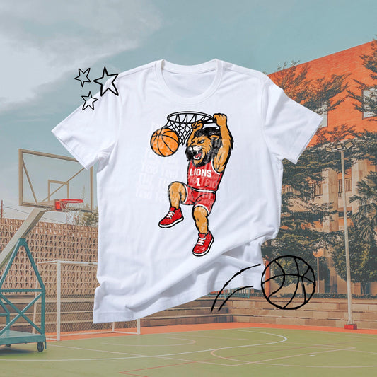 Lions Basketball Grudge | Digital Design | PNG | Original Designer | Retro Shirt Design Trend | Vintage Chalk Distressed | School Mascot
