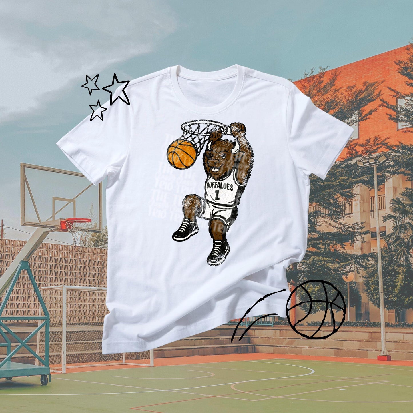 Buffaloes Basketball Grudge | Digital Design | PNG | Original Designer | Shirt Design Trend | Vintage Chalk Distressed | School Mascot