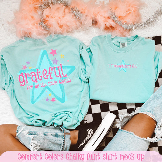 Grateful For The Little Things | Digital Design | PNG | Sublimation | Pastels | Christian Shirt Design | Trending | Original | Gift Idea