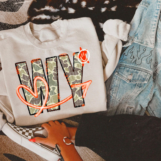 Old Camo State WY Doodle | Digital Design | PNG | Sublimation | Camouflage Wyoming Shirt Design | Camo State | Original Designer