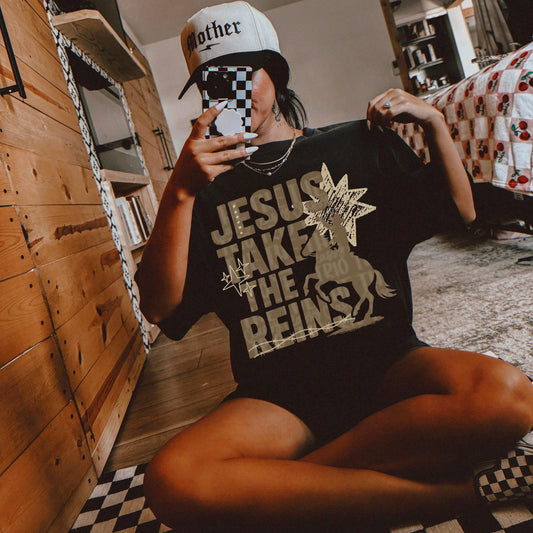 Jesus Take The Reins | Digital Design | PNG | Sublimation | Western | Neutrals | Christian Shirt Design | Trending | Original | Gift Idea