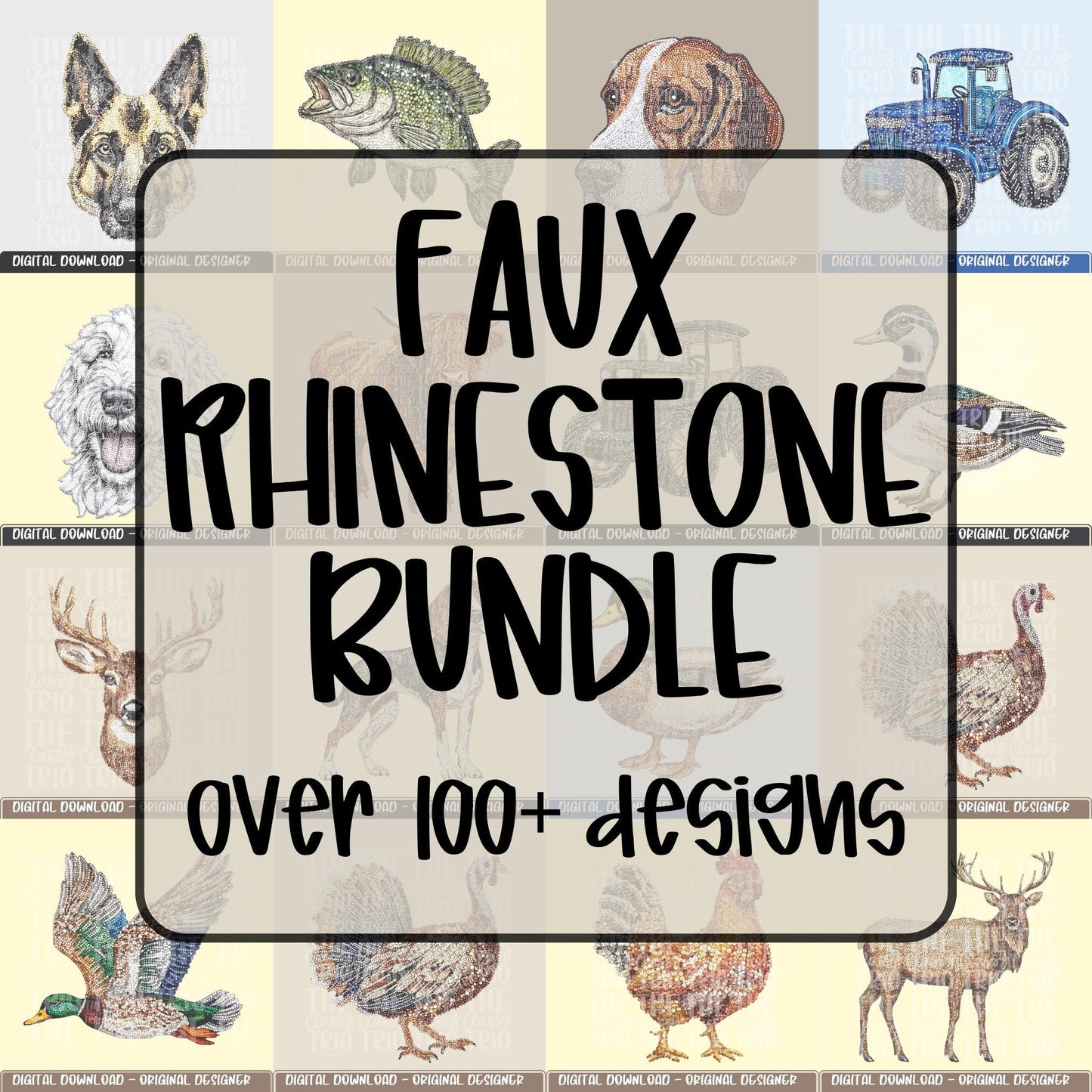 Faux Rhinestone PNG Bundle | 100+ Country & Animal Designs (Digital Download)