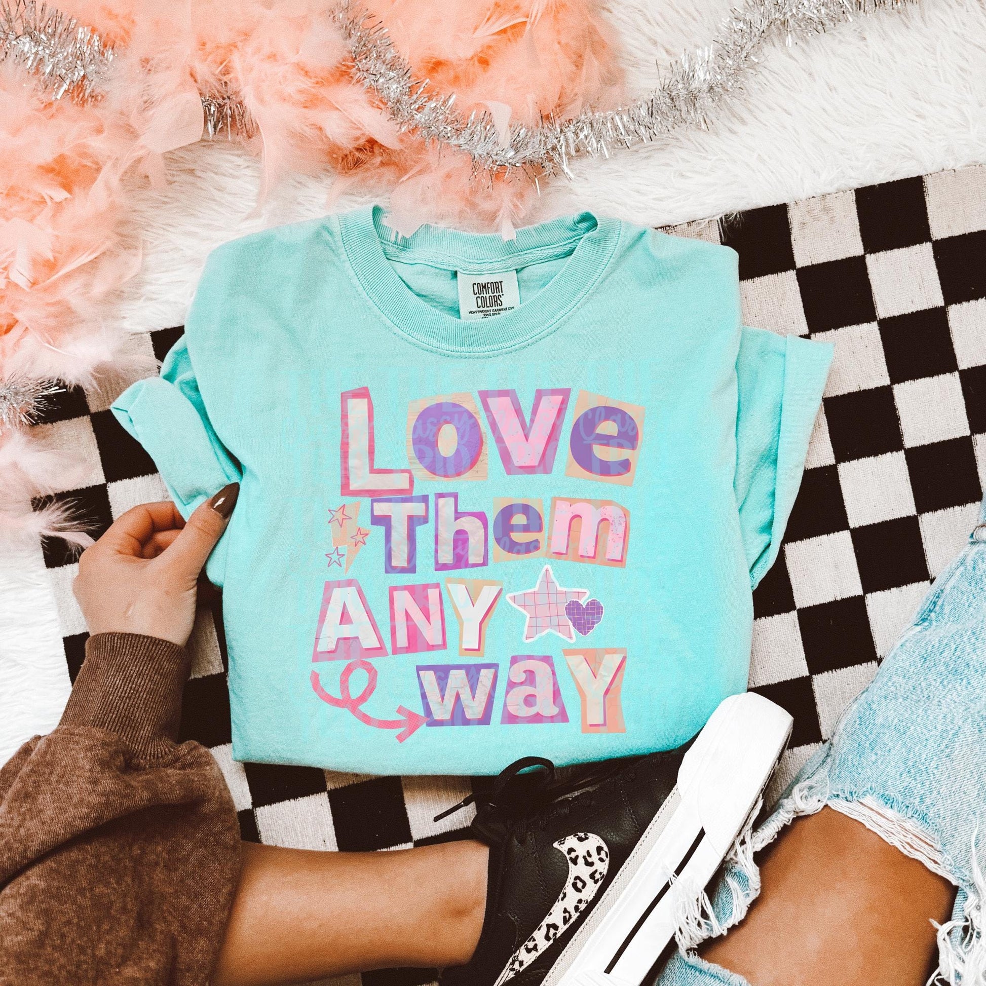 Love Them Anyway | Scrapbook Drawing Digital Design | PNG | Sublimation | Christian | Be Kind | Kid Adult Design | Original Creator