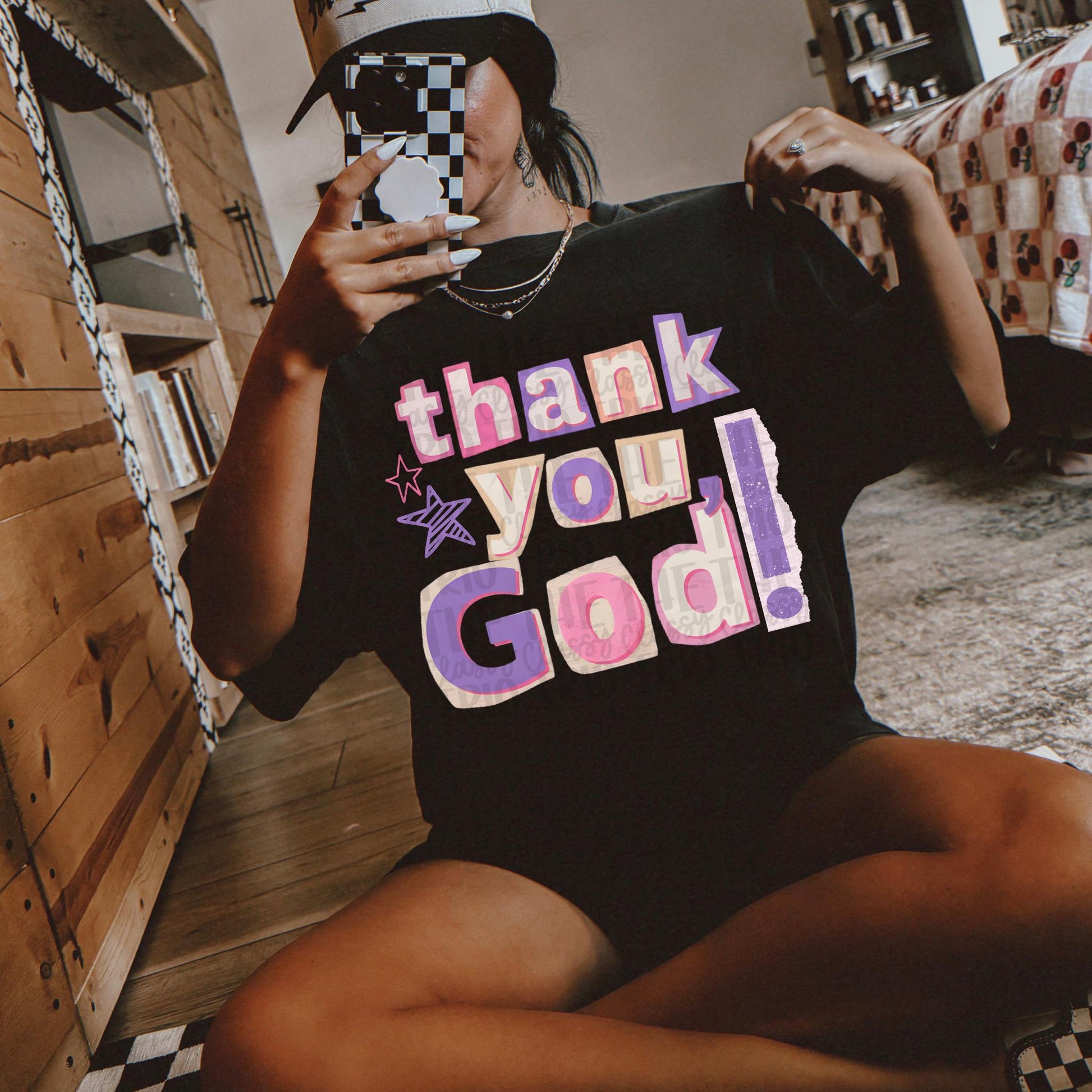 Thank You God | Scrapbook Doodle Drawing Digital Design | PNG | Sublimation | Christian Kid Adult Design | Original Creator