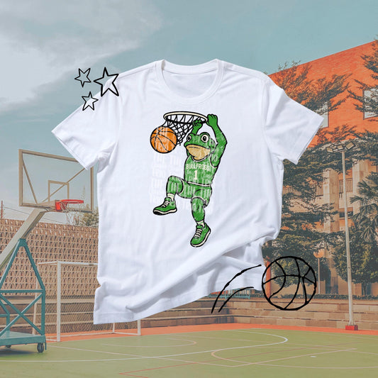 Basketball Bullfrog Grudge | Digital Design | PNG | Original Designer | Retro Shirt Design Trend | Vintage Chalk Distressed | School Mascot