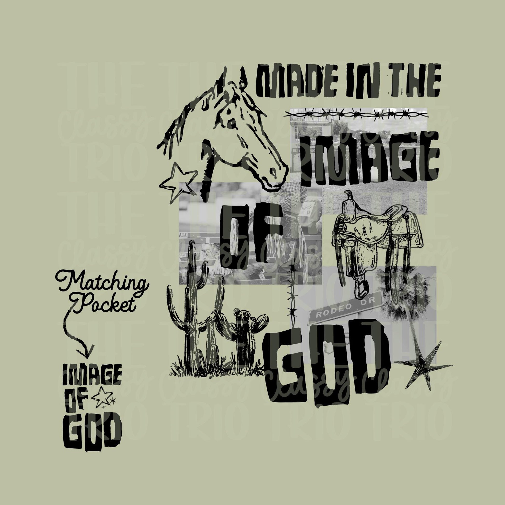 Made in Image of God Western | Digital Design | PNG | Sublimation | Country | Horse | Shirt Design | Faith | Black White