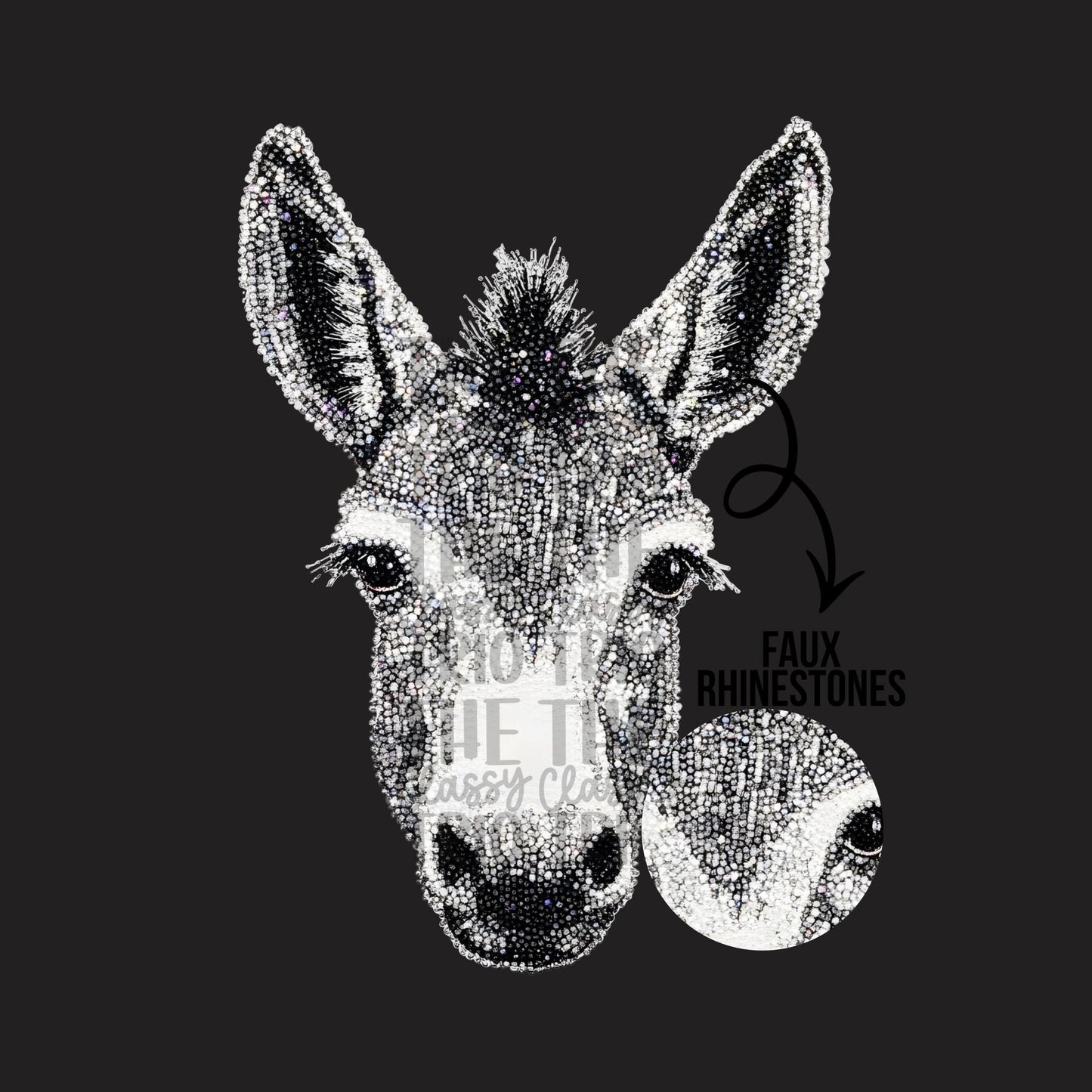 Faux Rhinestone Donkey | Digital Design | PNG | Sublimation | DTF | Animal | Shirt Design | Trending