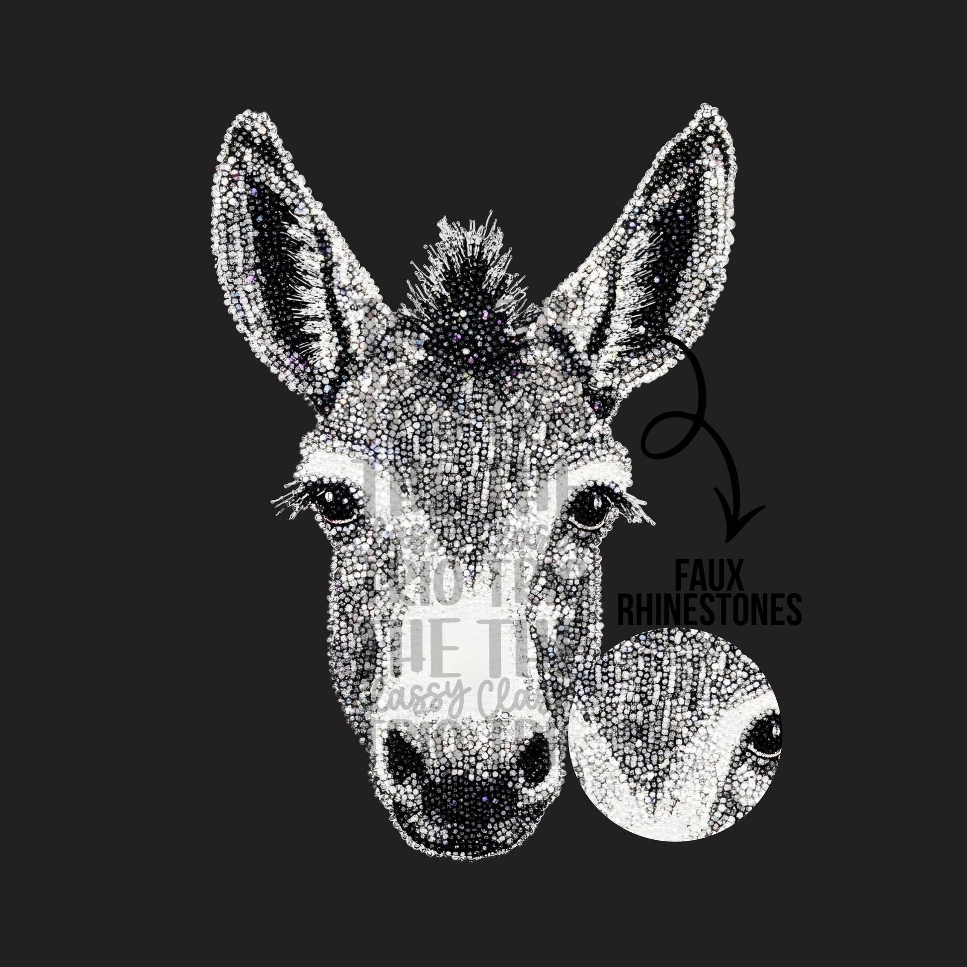 Faux Rhinestone Donkey | Digital Design | PNG | Sublimation | DTF | Animal | Shirt Design | Trending