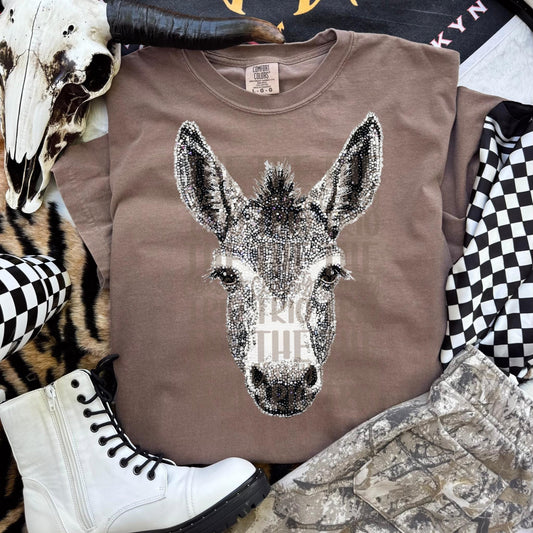 Faux Rhinestone Donkey | Digital Design | PNG | Sublimation | DTF | Animal | Shirt Design | Trending