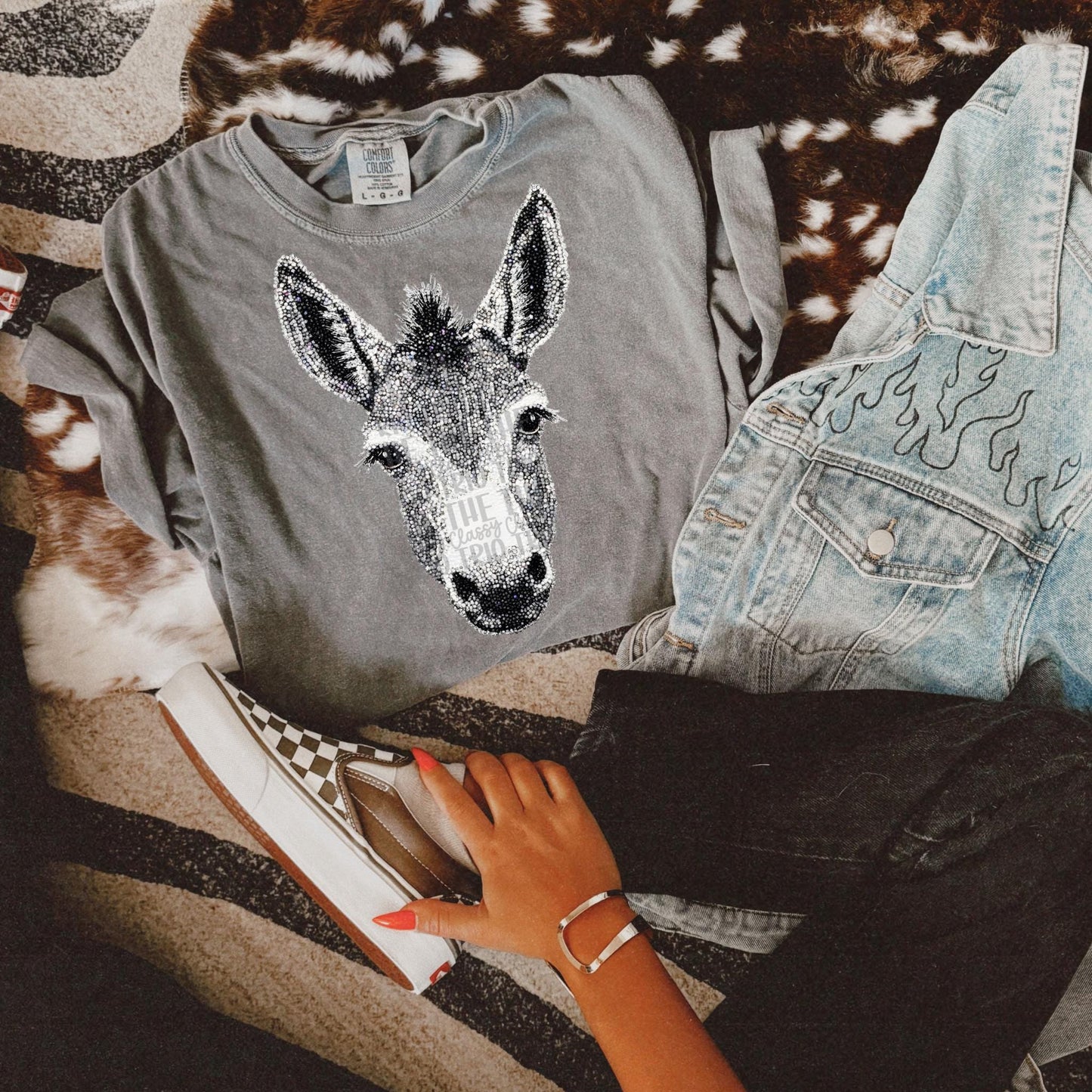 Faux Rhinestone Donkey | Digital Design | PNG | Sublimation | DTF | Animal | Shirt Design | Trending