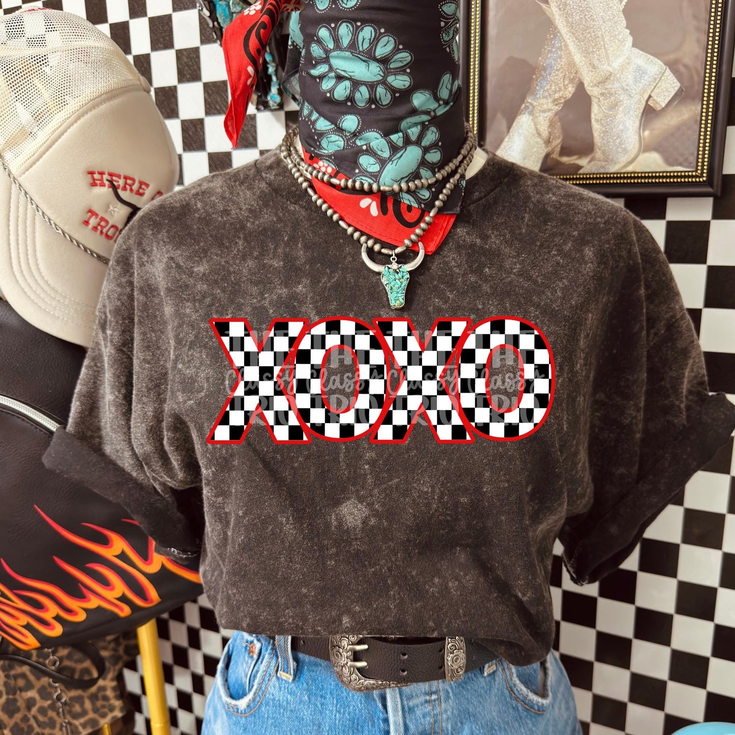 XOXO Checkered Digital Design | PNG | Valentines Day Shirt Design | Original Creator