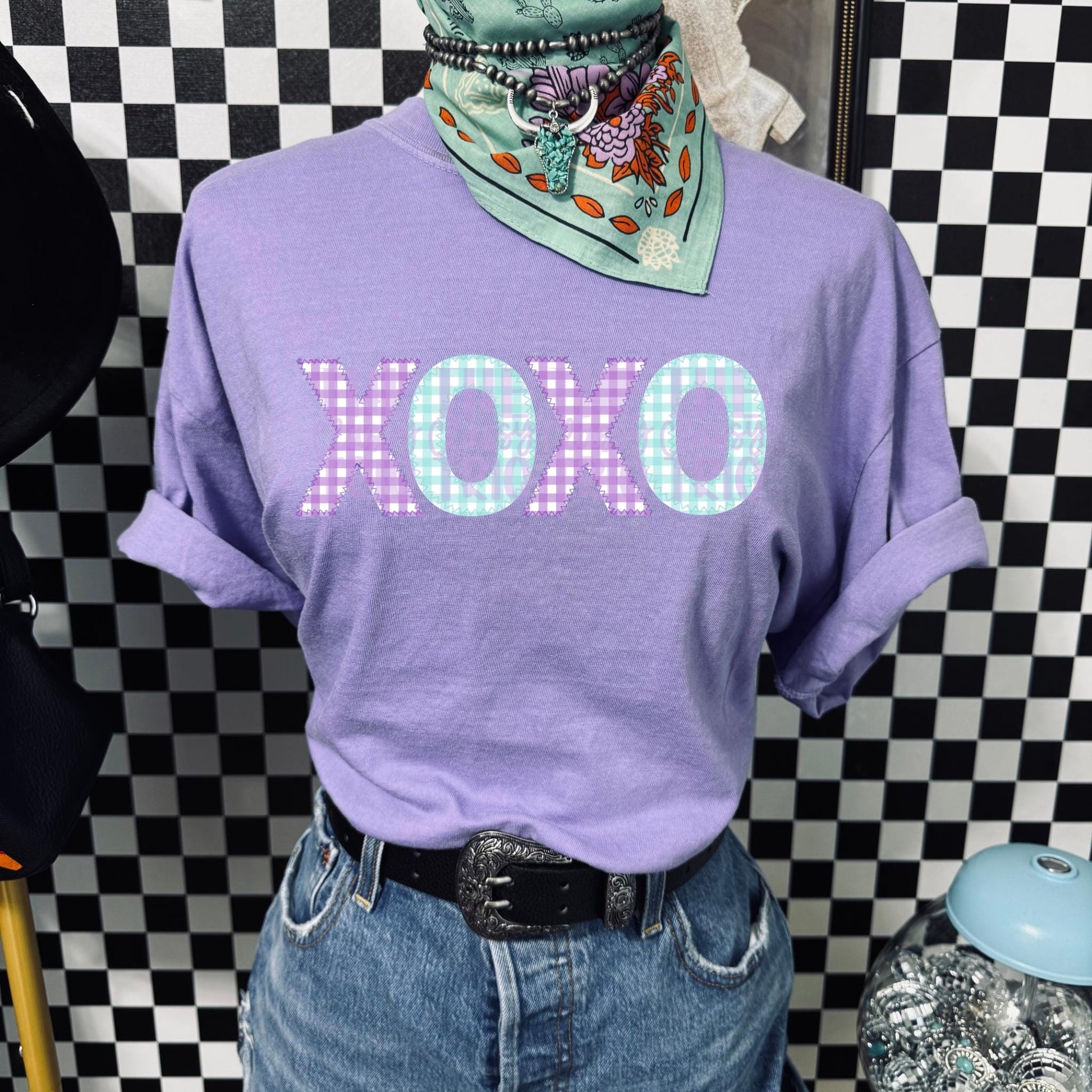 XOXO Valentine | Digital Design | PNG | Sublimation | Faux Embroidery | Plaid | Shirt Design | Kid and Adult Design | Trending