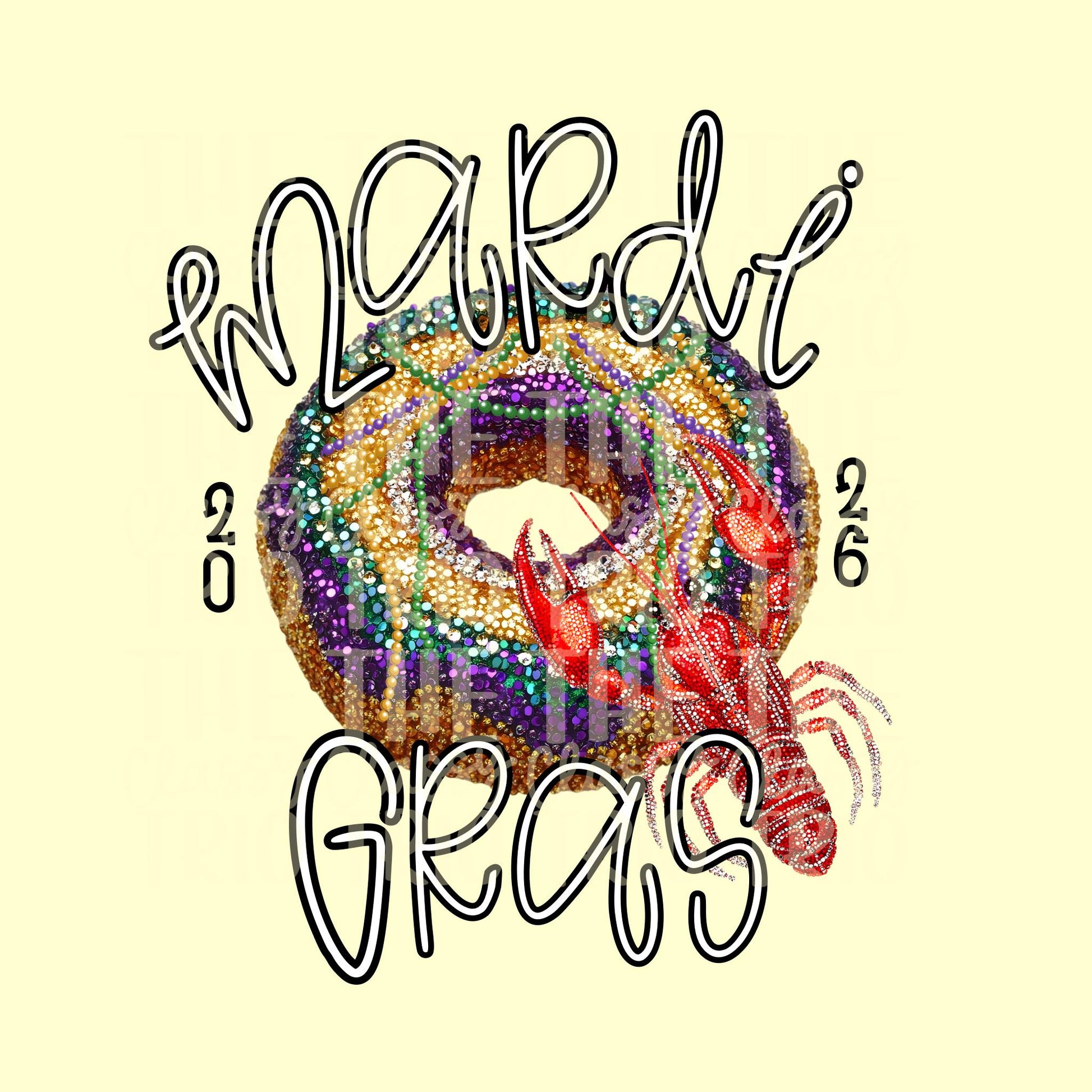 Mardi Gras Faux Rhinestone Digital Design | PNG | Sublimation DTF Shirt Design kings cake + crawfish