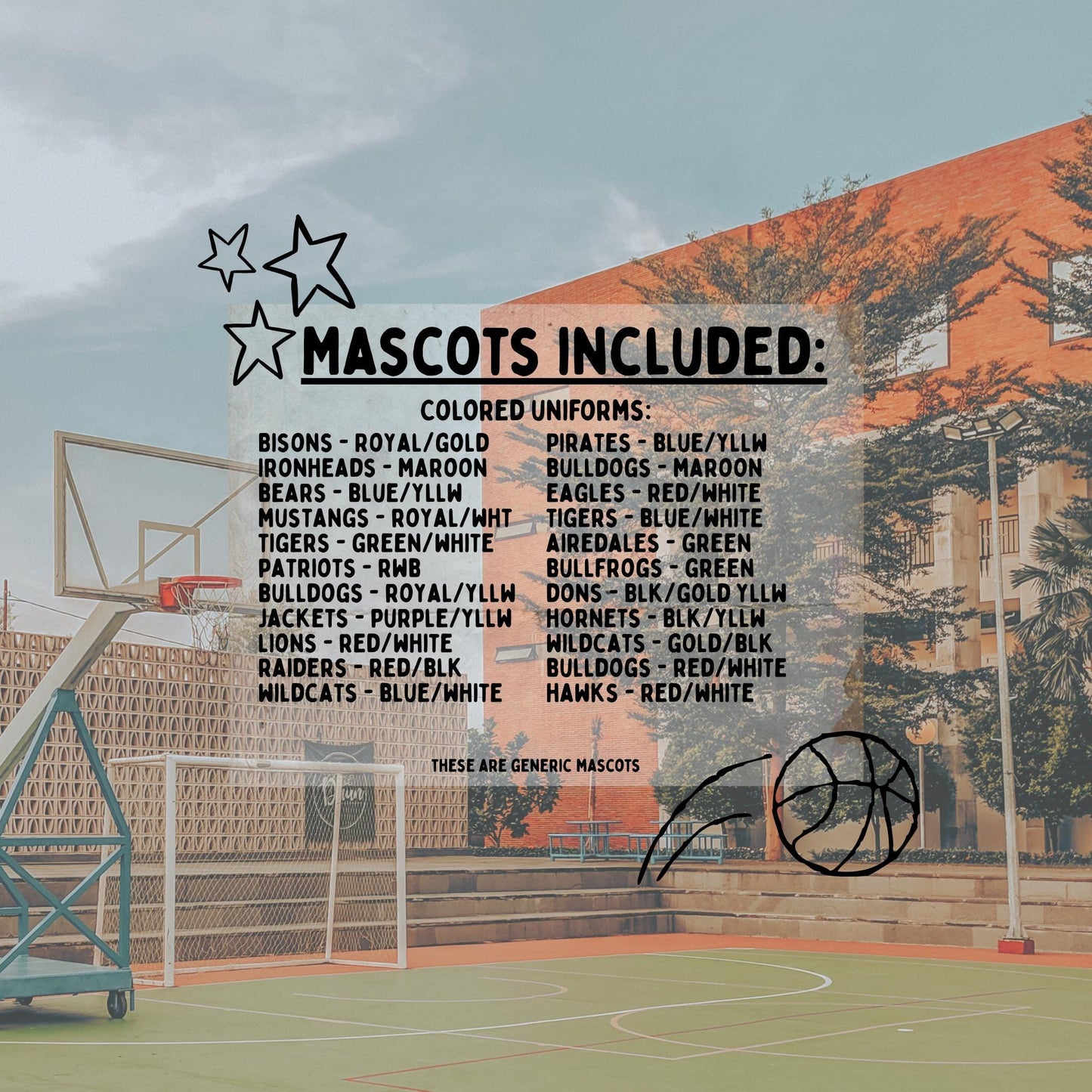 Vintage Basketball Mascot PNG Bundle | Distressed Sports Designs (Digital)