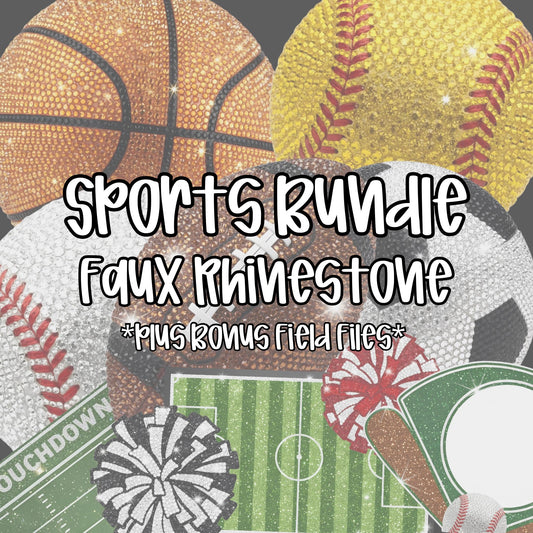 Faux Rhinestone Sports Clip Art Bundle Digital Design PNG for Sublimation DTF Shirt Designs