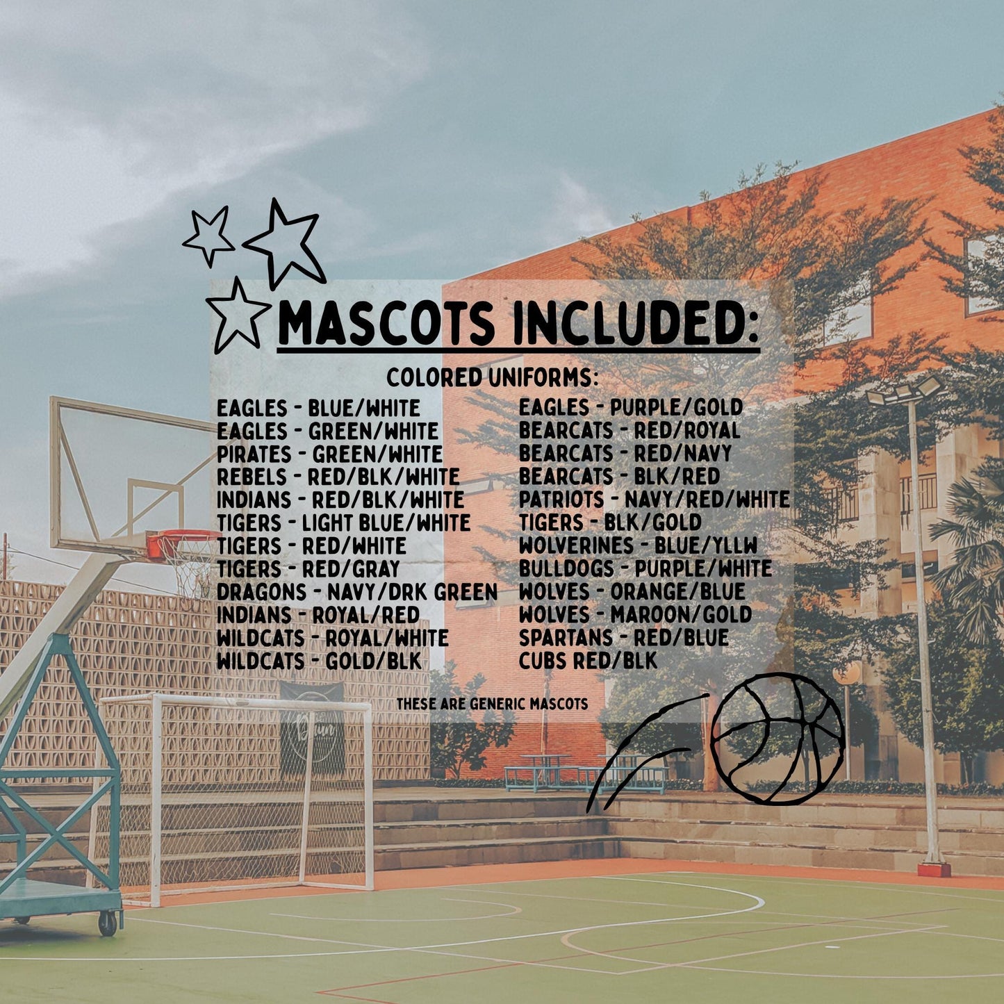 Vintage Basketball Bundle | Digital PNG | Sublimation | DTF | School Sports Team | Shirt Designs | Trending | Mascots | Original Creator