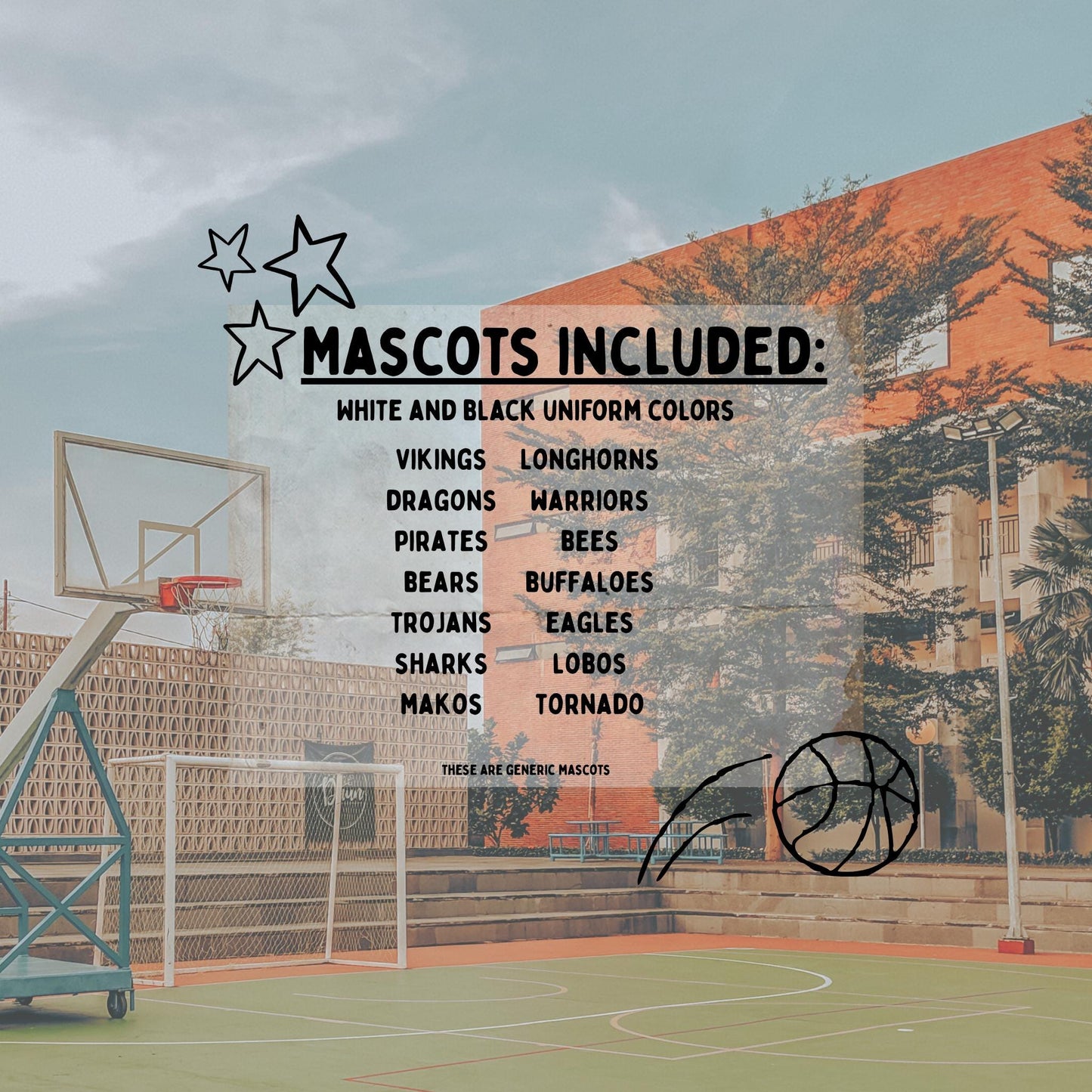 Vintage Basketball Mascot PNG Bundle | Distressed Sports Designs (Digital)
