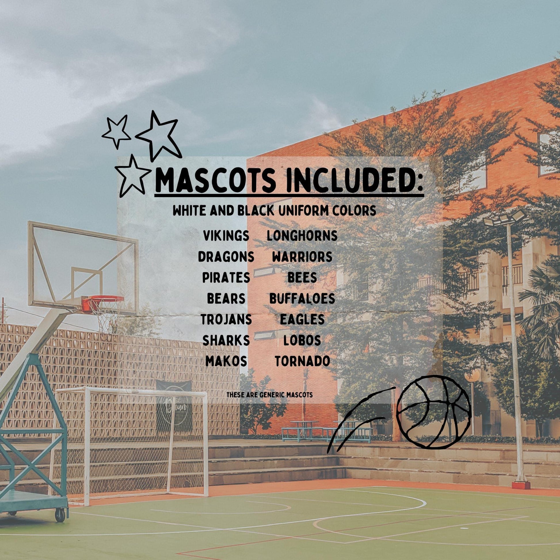 Vintage Basketball Mascot PNG Bundle | Distressed Sports Designs (Digital)