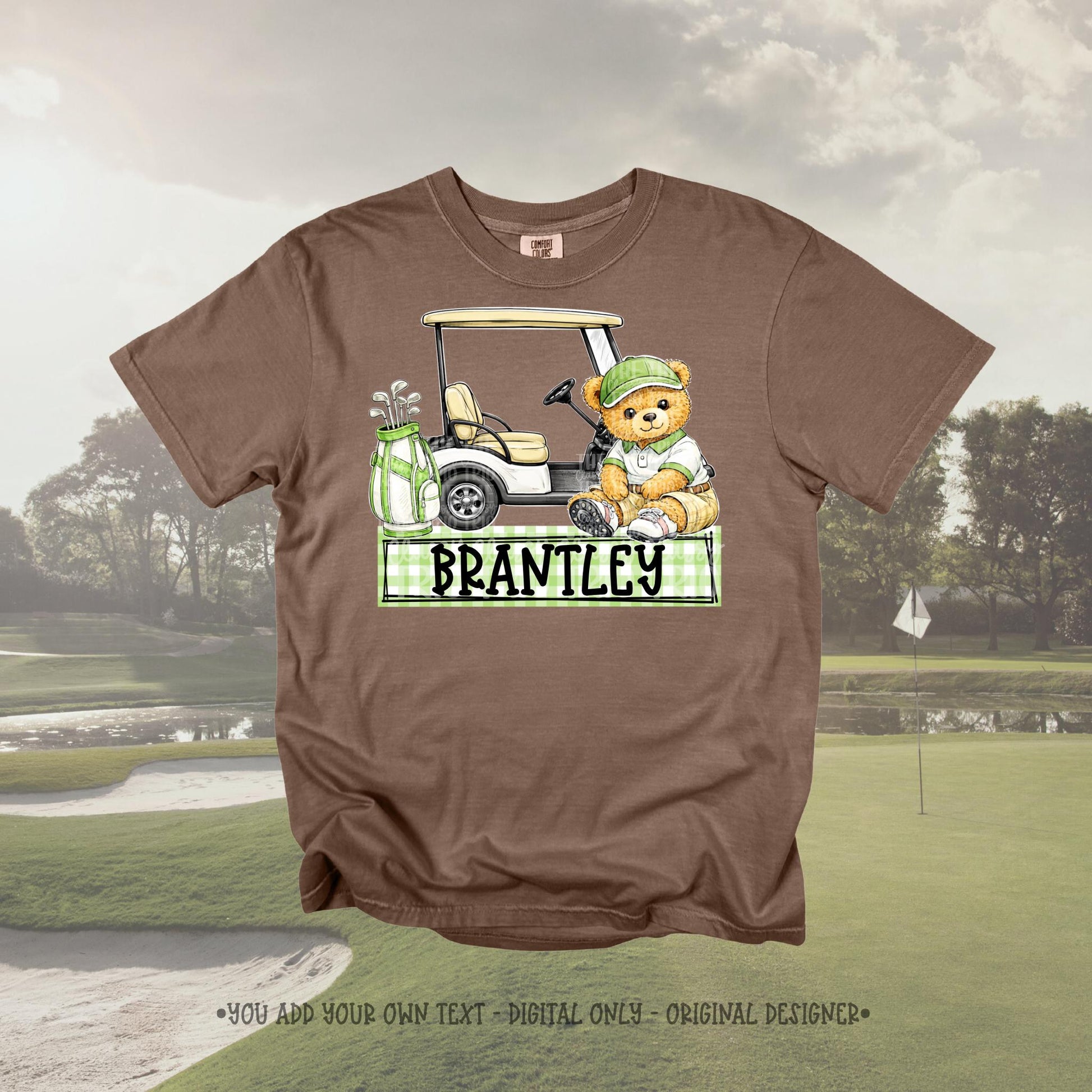 Golf Bear Boy Name Plate PNG | Original Designer (Digital Design) Kid Design
