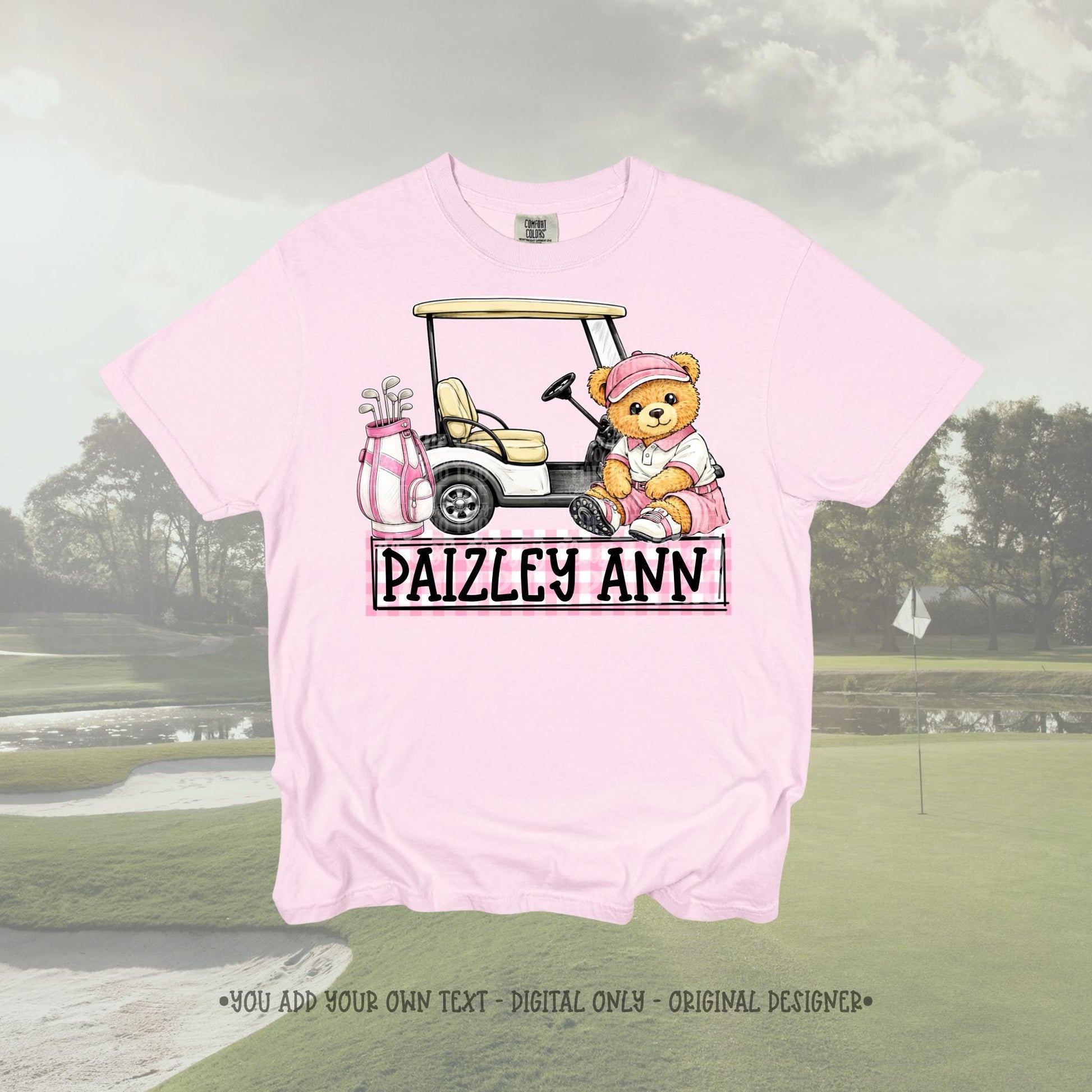 Golf Bear Girl Name Plate PNG | Original Designer (Digital Design) Kid Design