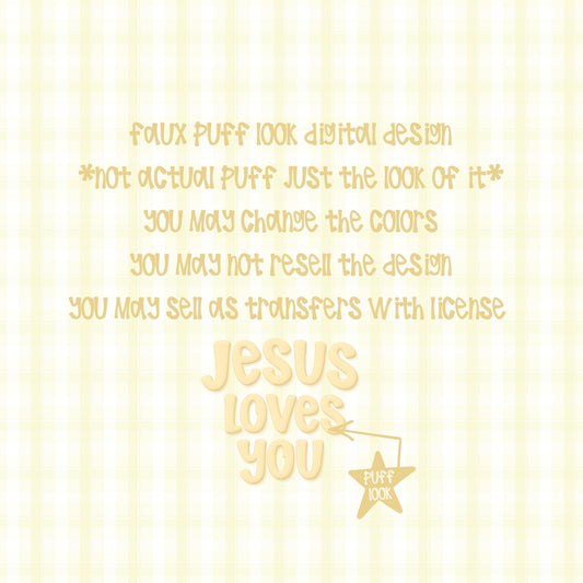 Jesus Loves You faux Puff | Christian Design (Digital Download)