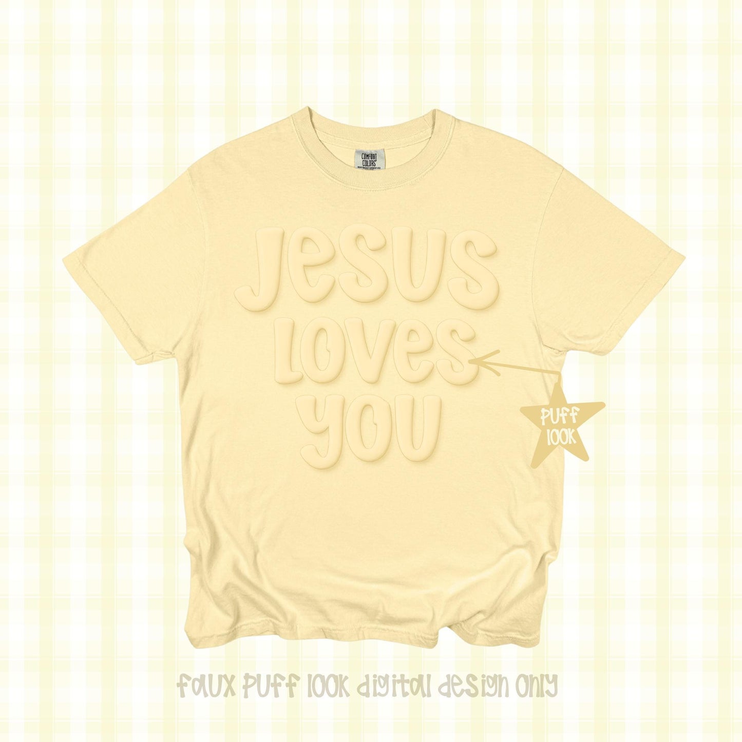 Jesus Loves You faux Puff | Christian Design (Digital Download)