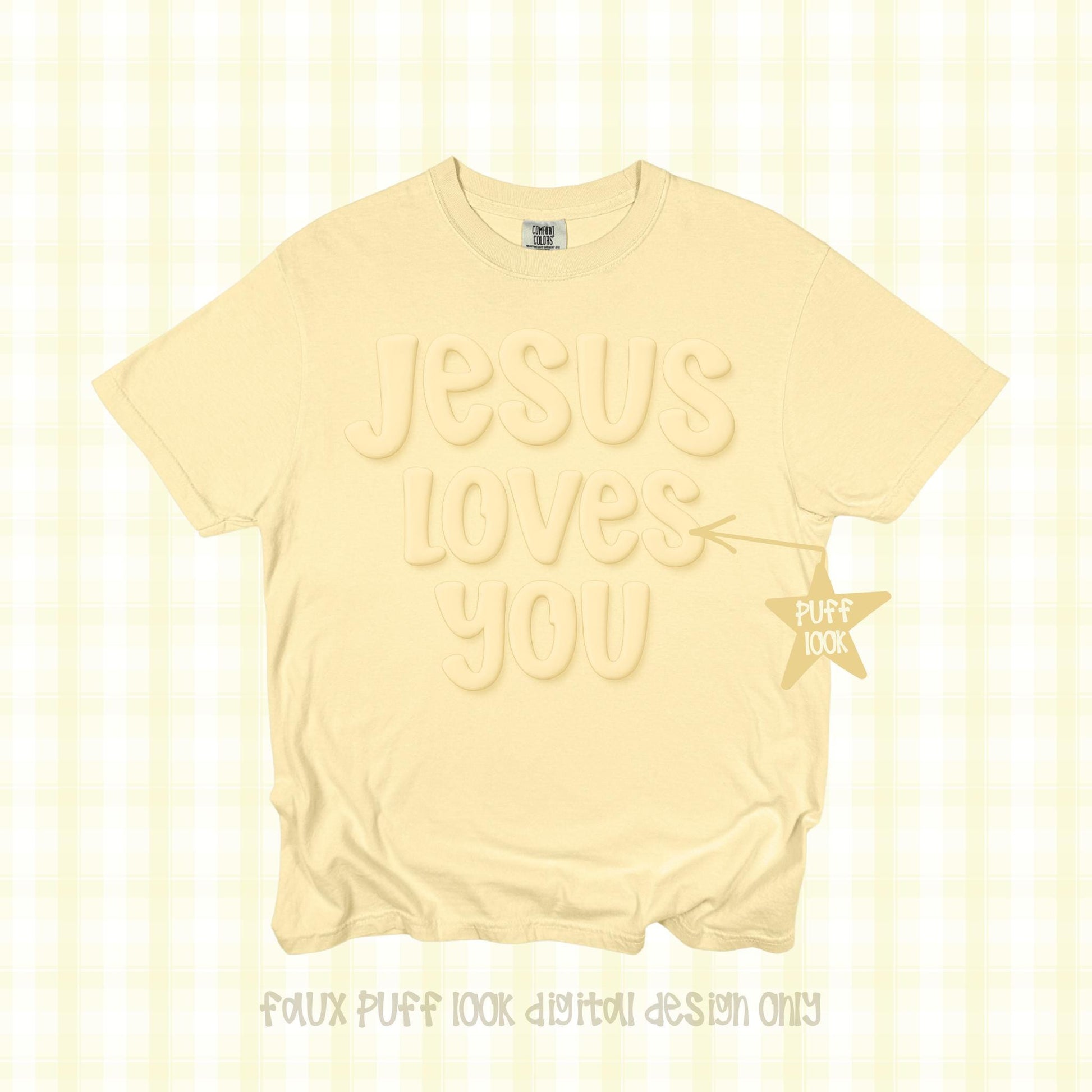 Jesus Loves You faux Puff | Christian Design (Digital Download)
