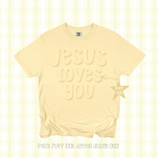Jesus Loves You faux Puff | Christian Design (Digital Download)
