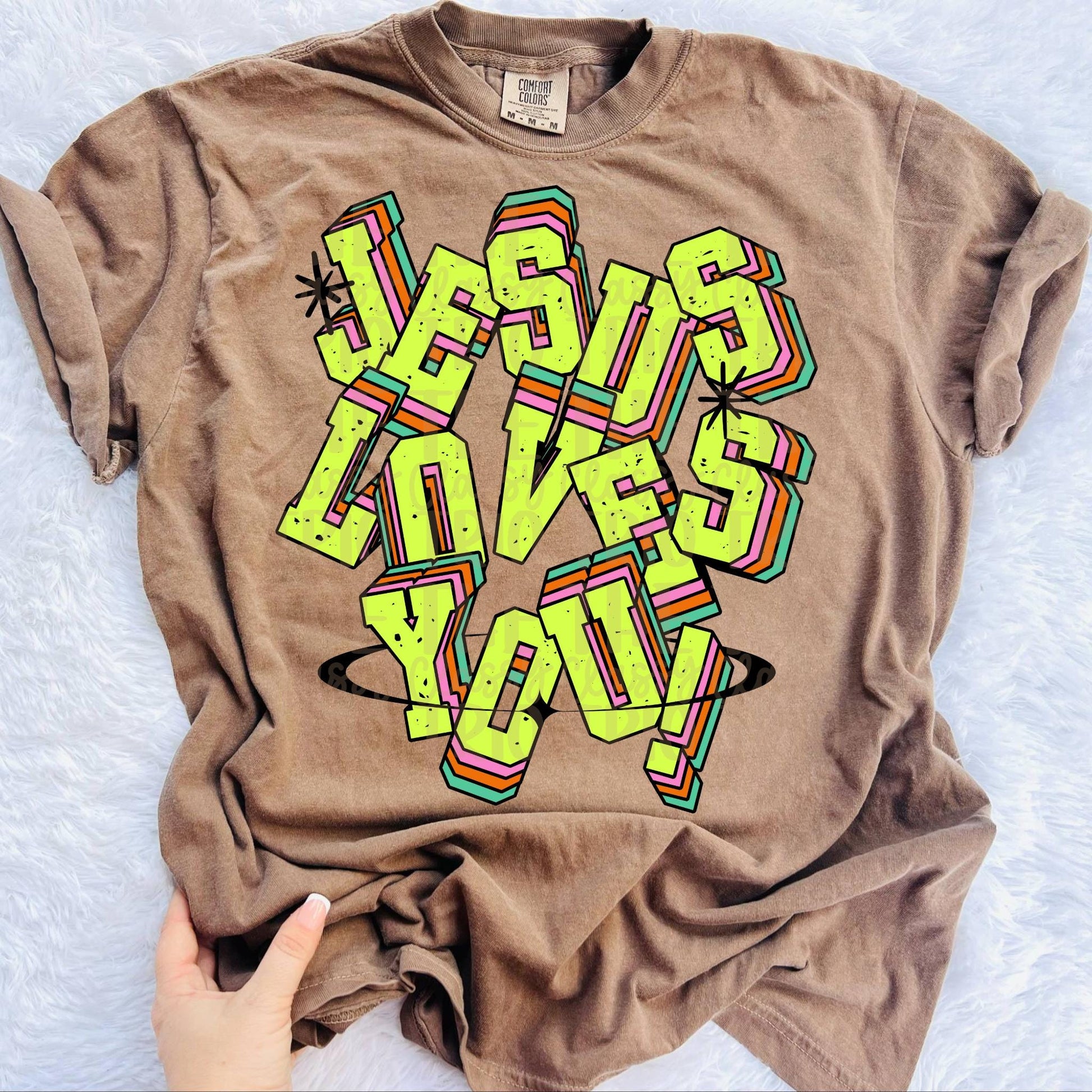 Jesus Loves You Y2K Neon PNG | Christian Sublimation Design (Digital Download)