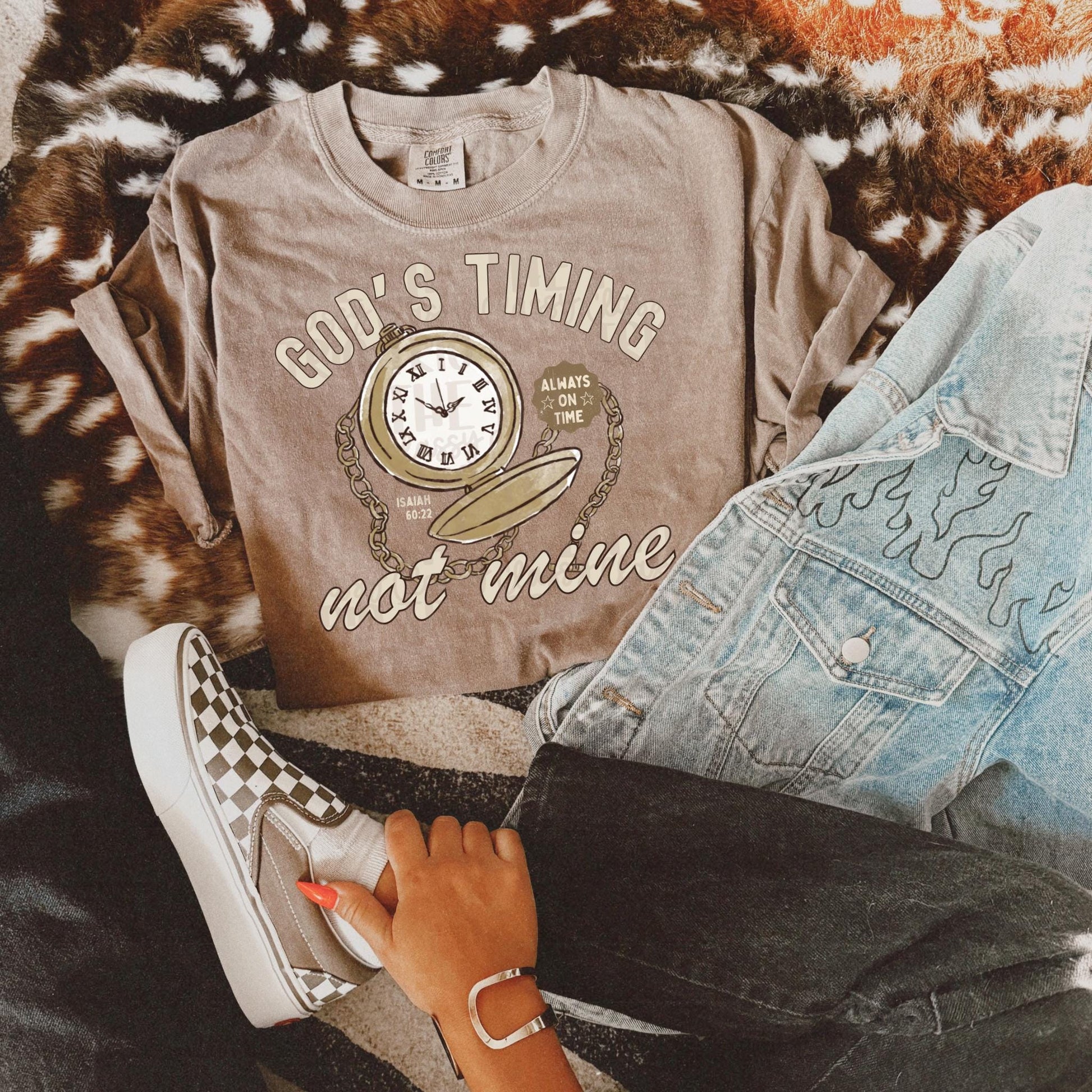 Gods Timing Not Mine PNG | Christian Doodle Design (Digital Download)