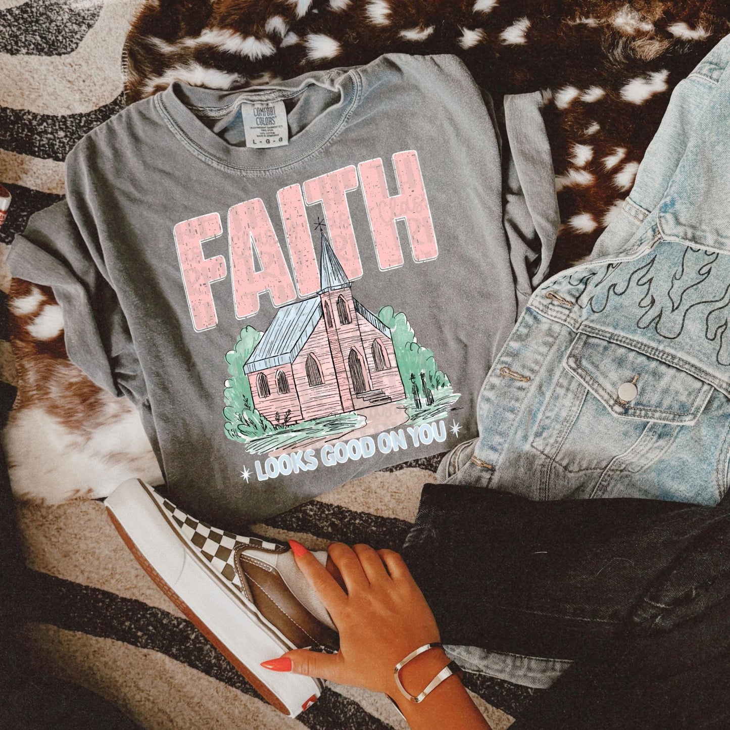 Faith Looks Good On You PNG | Christian Doodle Design (Digital Download)