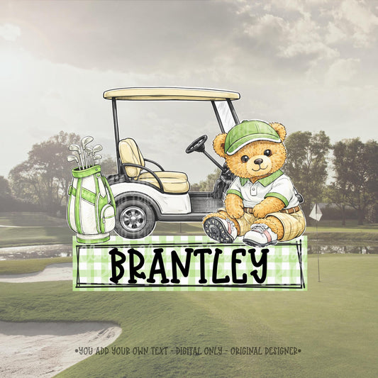 Golf Bear Boy Name Plate PNG | Original Designer (Digital Design) Kid Design