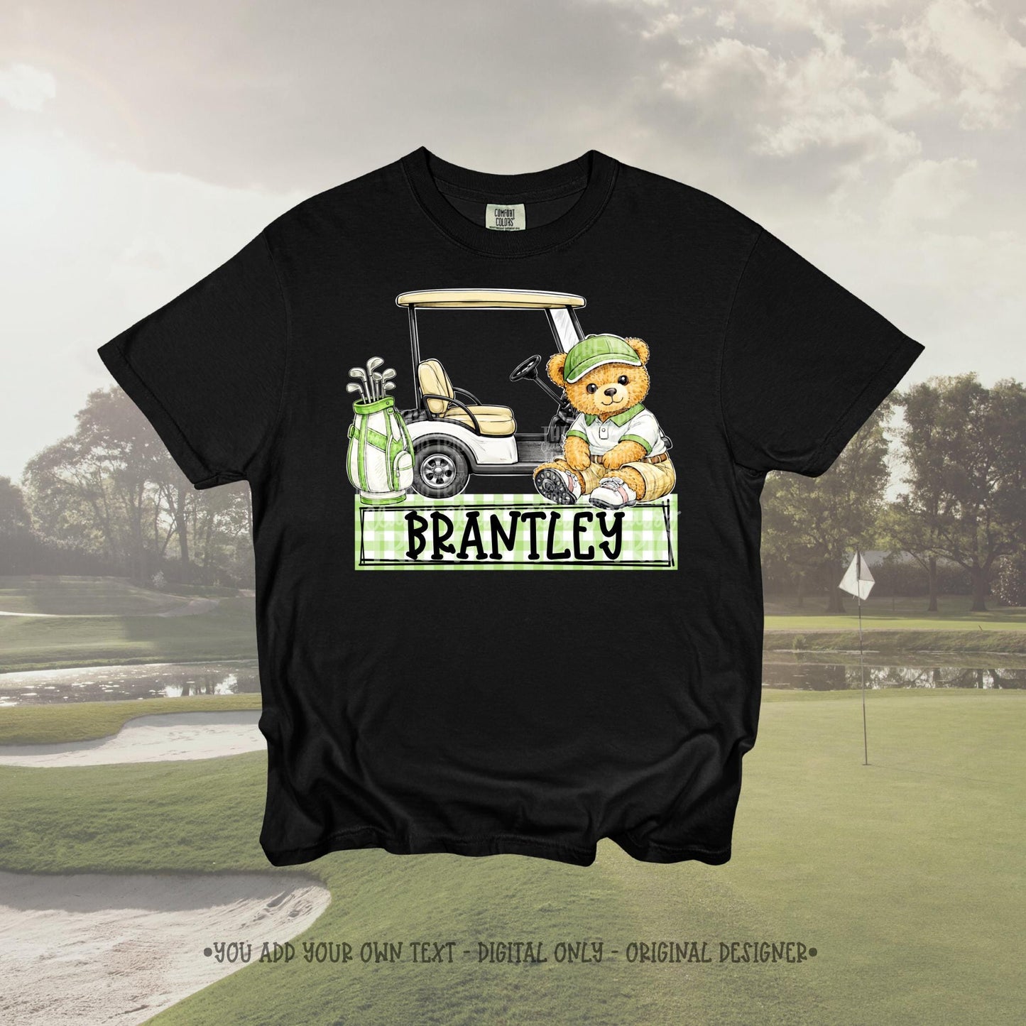 Golf Bear Boy Name Plate PNG | Original Designer (Digital Design) Kid Design