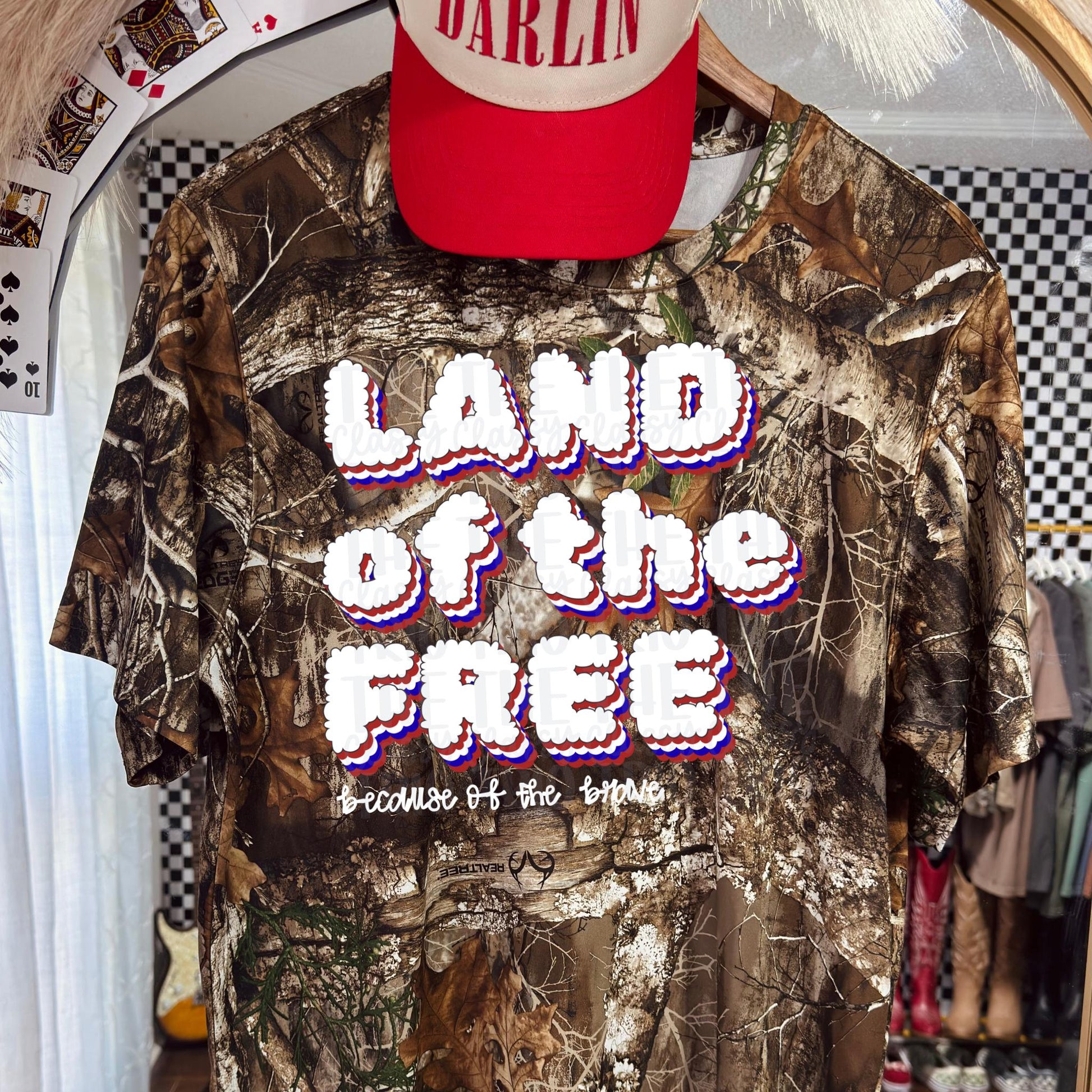 Land of the Free Because of the Brave | Digital Design PNG Memorial Day 4th July Shirt Design | Original Creator
