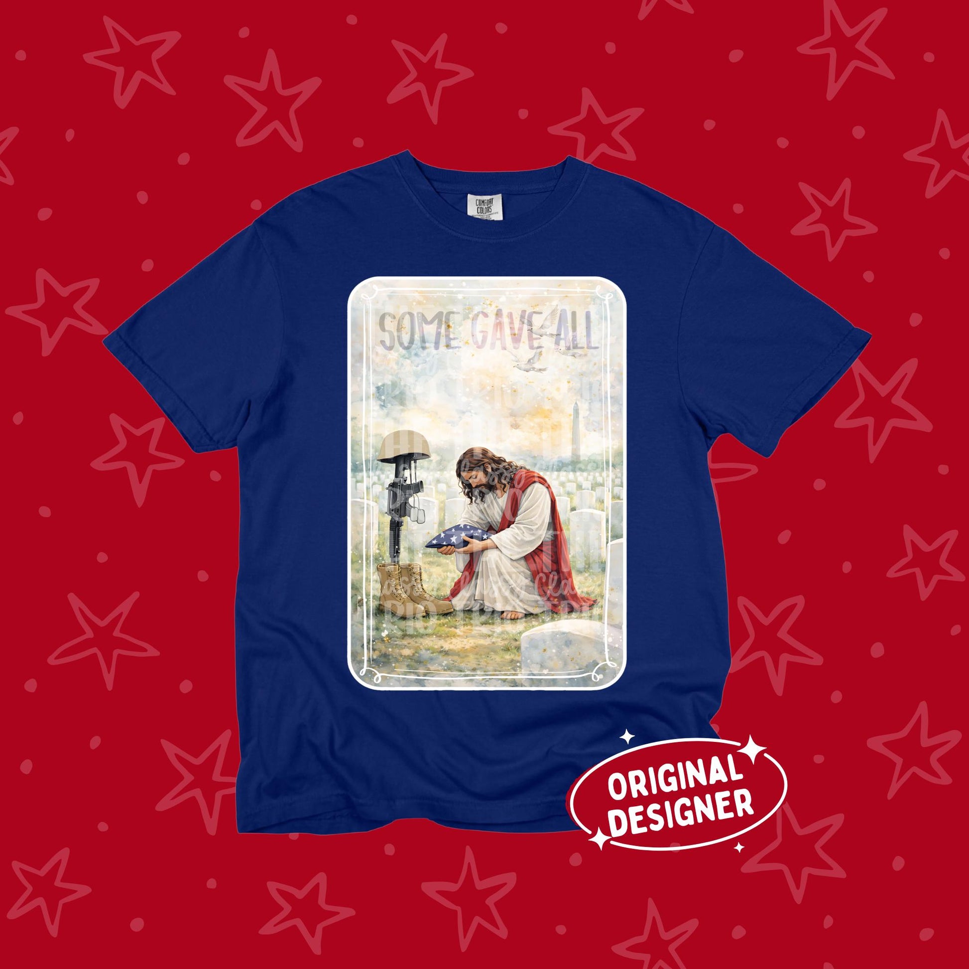 Watercolor Jesus Soldier Memorial PNG | Some Gave All Shirt Design (Digital File)