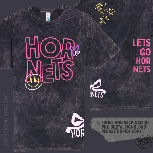 Hornets Mascot Doodle PNG | School Spirit Shirt Design | Girly Mascot PNG | Team Spirit Game Day | Preppy Mascot Trendy | Original Designer