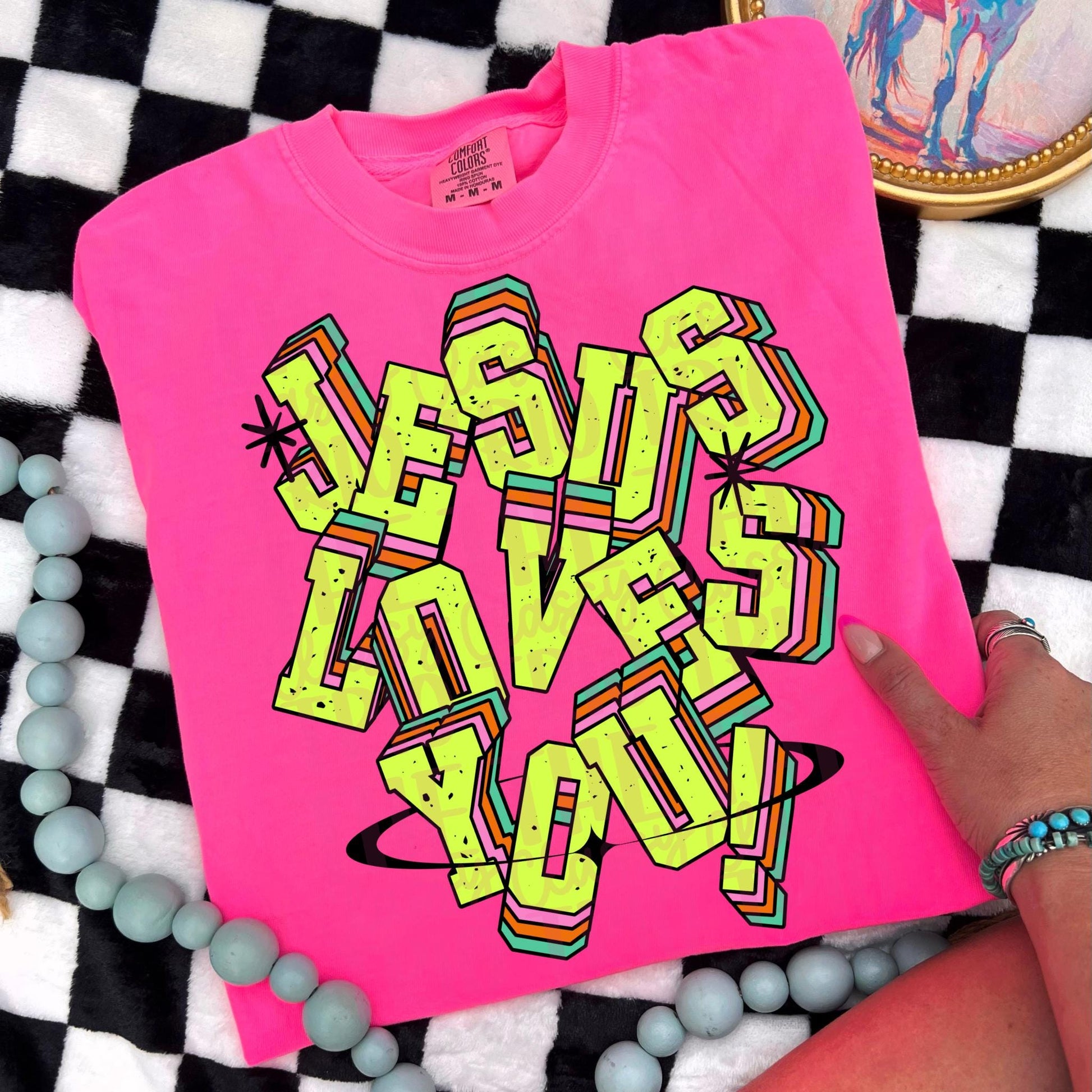 Jesus Loves You Y2K Neon PNG | Christian Sublimation Design (Digital Download)