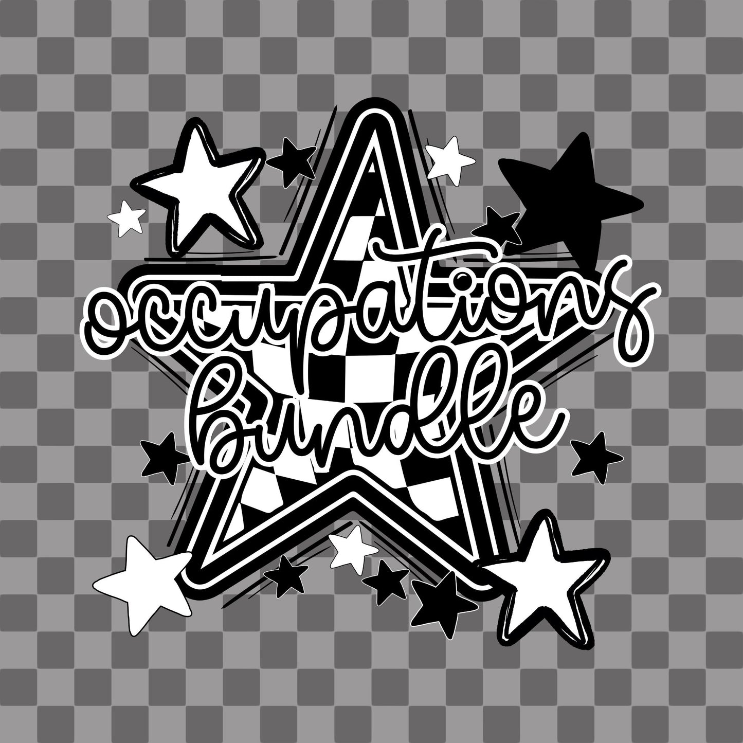 Checkered Star Occupation and Titles Bundle PNG | Mom Coquette Design | School Shirt PNG | Teacher | School Spirit Digital | Trendy