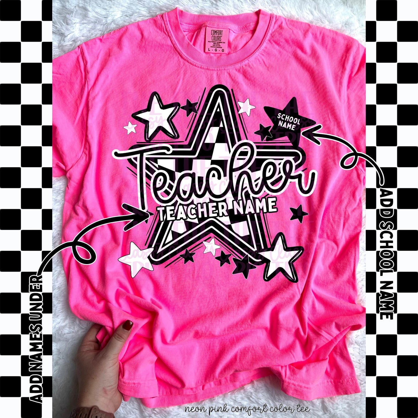 Checkered Star Occupation and Titles Bundle PNG | Mom Coquette Design | School Shirt PNG | Teacher | School Spirit Digital | Trendy