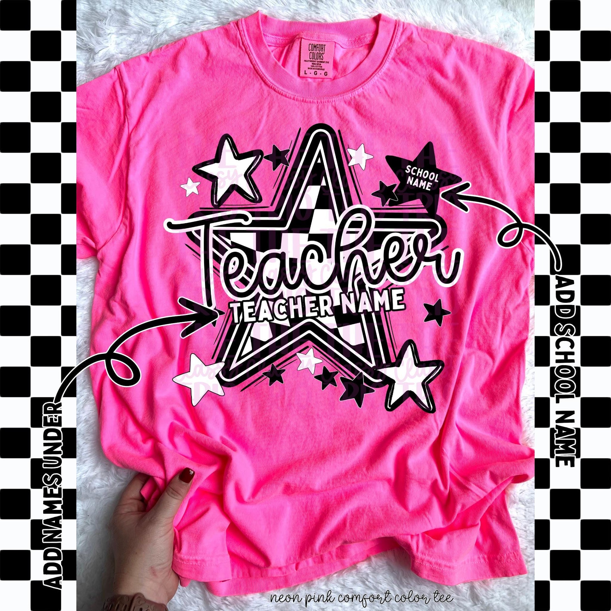 Checkered Star Occupation and Titles Bundle PNG | Mom Coquette Design | School Shirt PNG | Teacher | School Spirit Digital | Trendy
